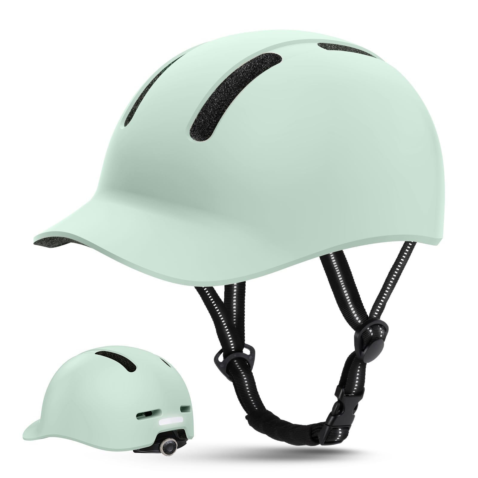 Shinmax Adult Bike Helmet for Adult & Men & Women - Lightweight Adjustable Baseball Cap Style Cycling Helmet With Visor for Urban Commuters & Road Biking (Mint green, M:54-58cm)