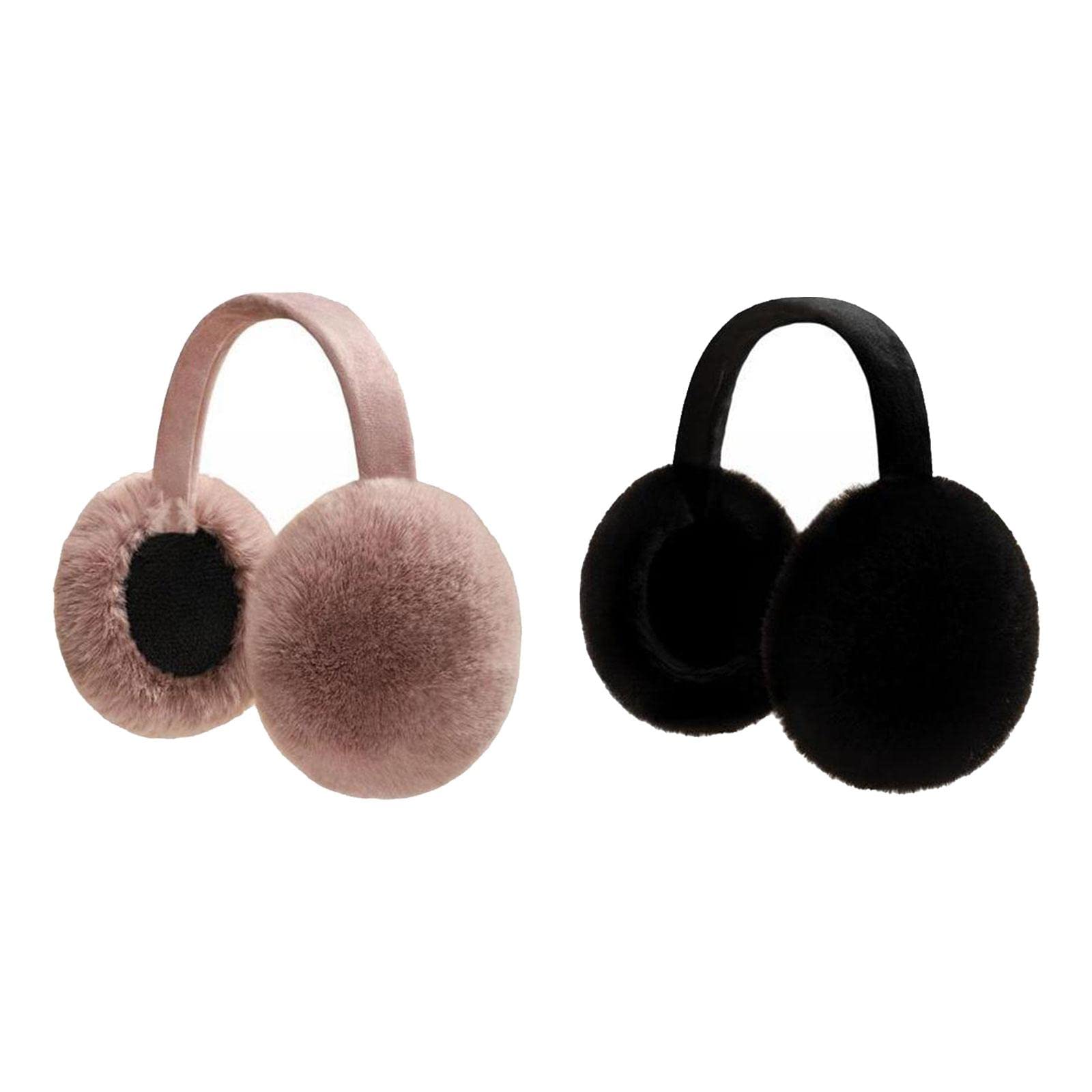 BNF®2Pcs Ear Muffs Earmuffs Headband Winter Ear Warmer Black Dark Pink|Clothing, Shoes & Accessories | Mens Accessories | Hats