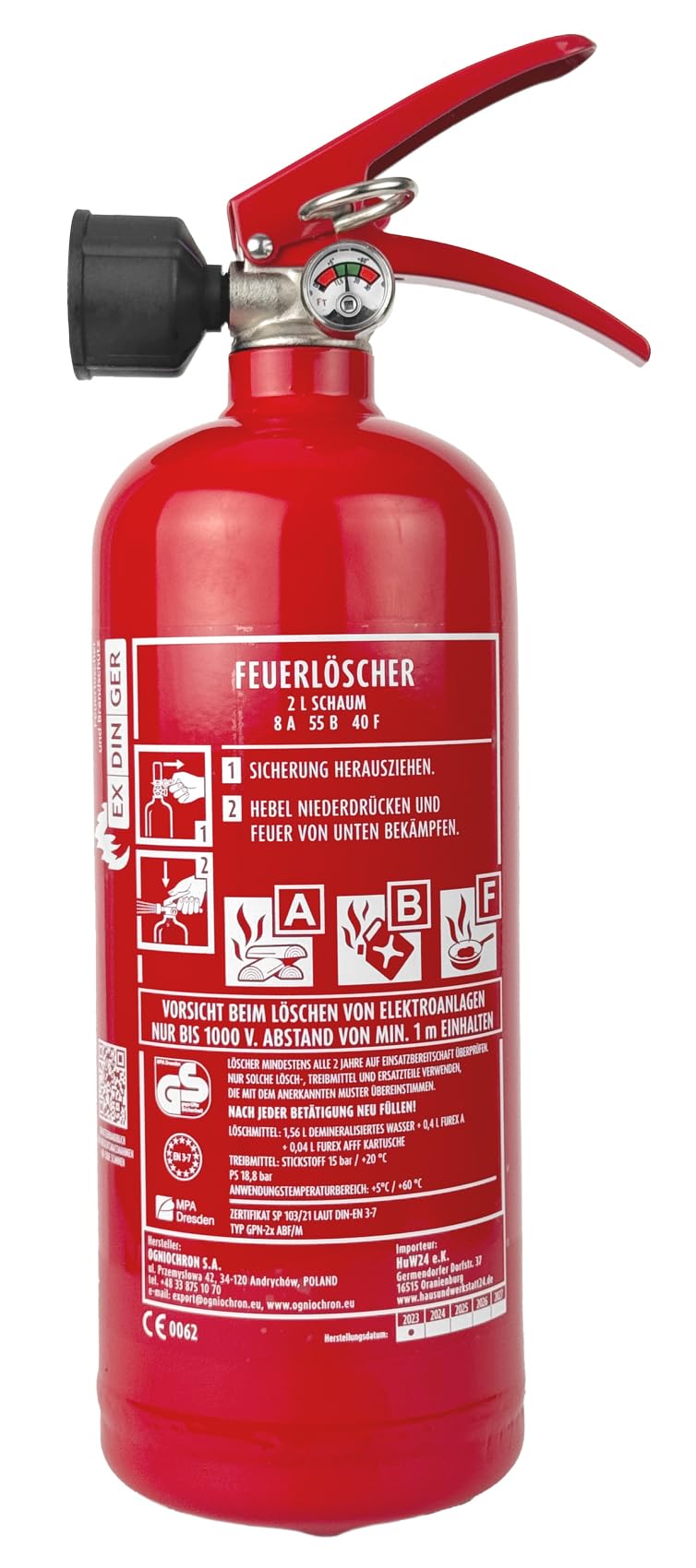 Feuerlöscher-Schaum GWG-2x-ABF Fettbrandlöscher 2l (made in Europe)