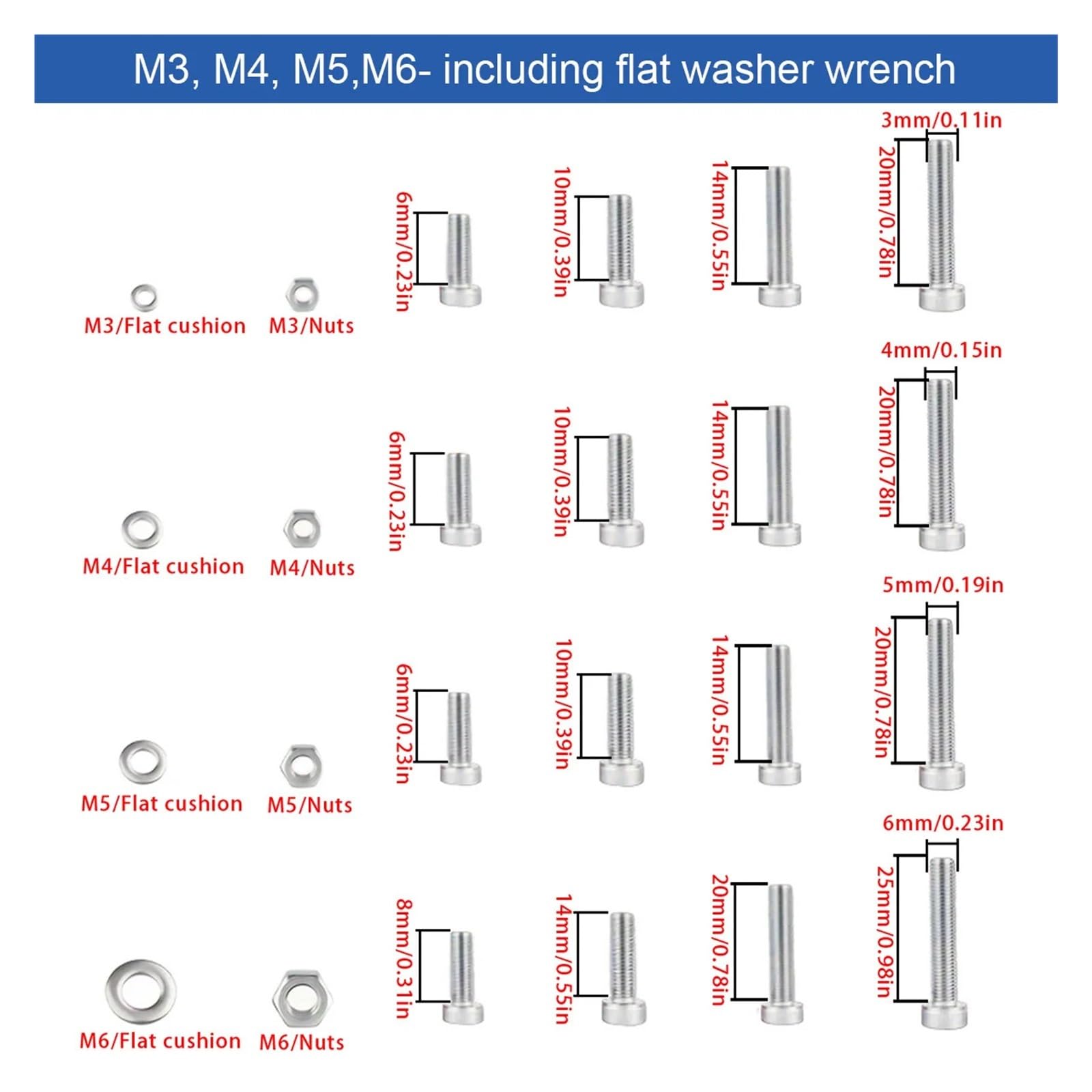 Tuerca De Tornillo Con Cabeza Hexagonal De Acero Inoxidable, Arandela De Resorte Plana, Kit De Tuerca De Seguridad M3-M6