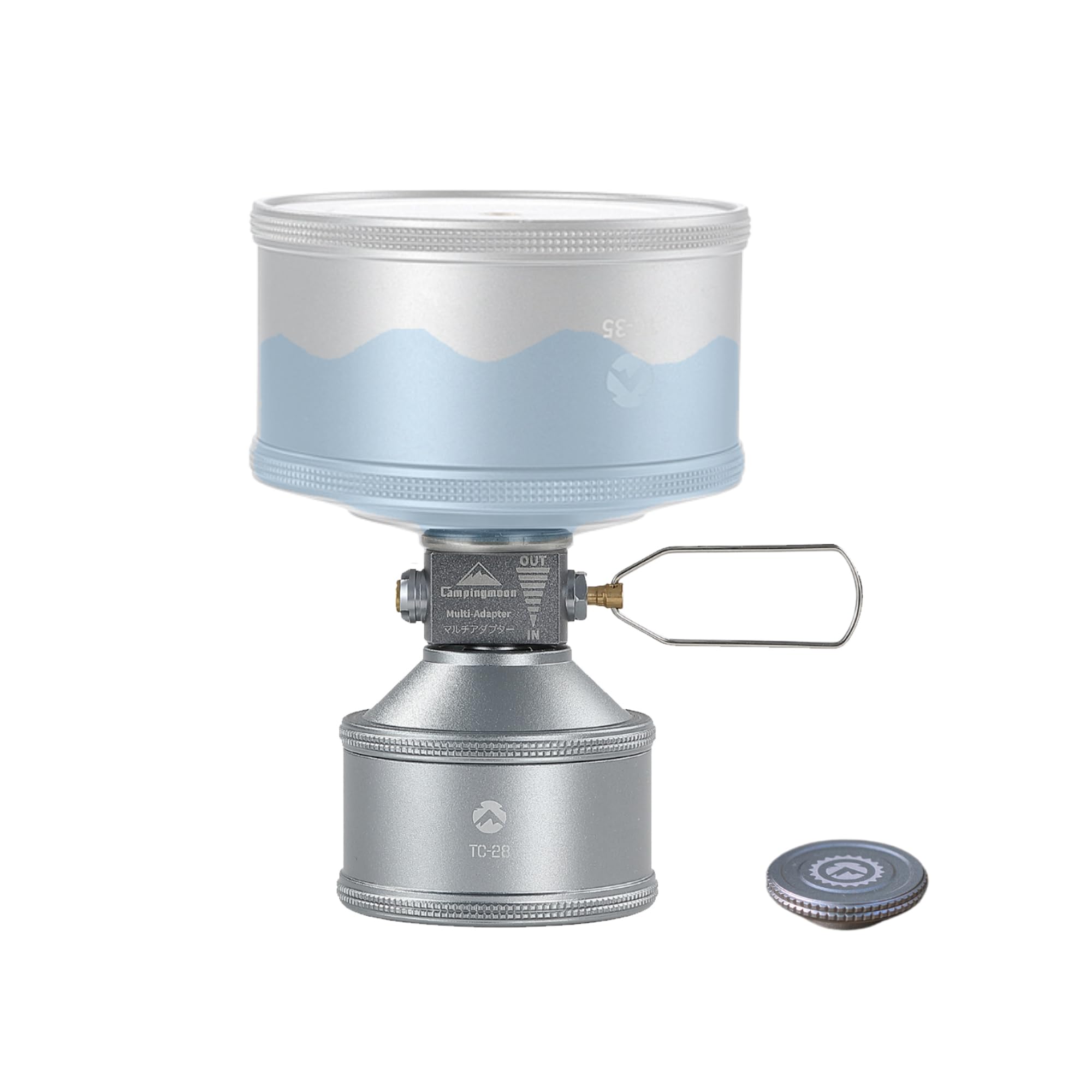 camping moon CAMPINGMOON Pusty kanister gazowy do wielokrotnego napełniania do plecakowych kuchenek kempingowych Paliwo EN417 zawór Lindal 35g z adapterem do napełniania TC-28/Z15