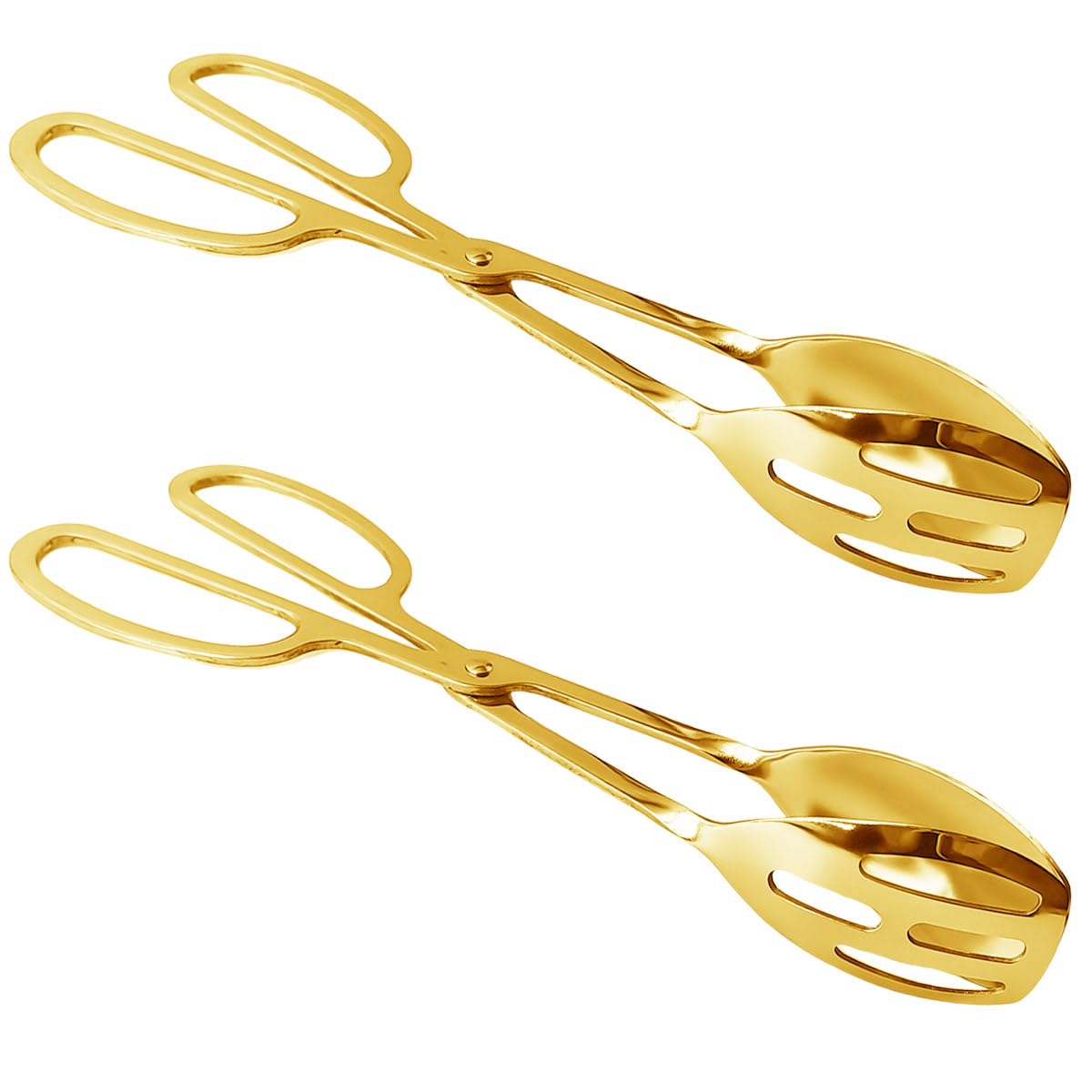 Lot de 2 pinces à salade en acier inoxydable de 25,4 cm pour cuisine, service et restauration, ustensiles pour steak, barbecue, buffet (doré)
