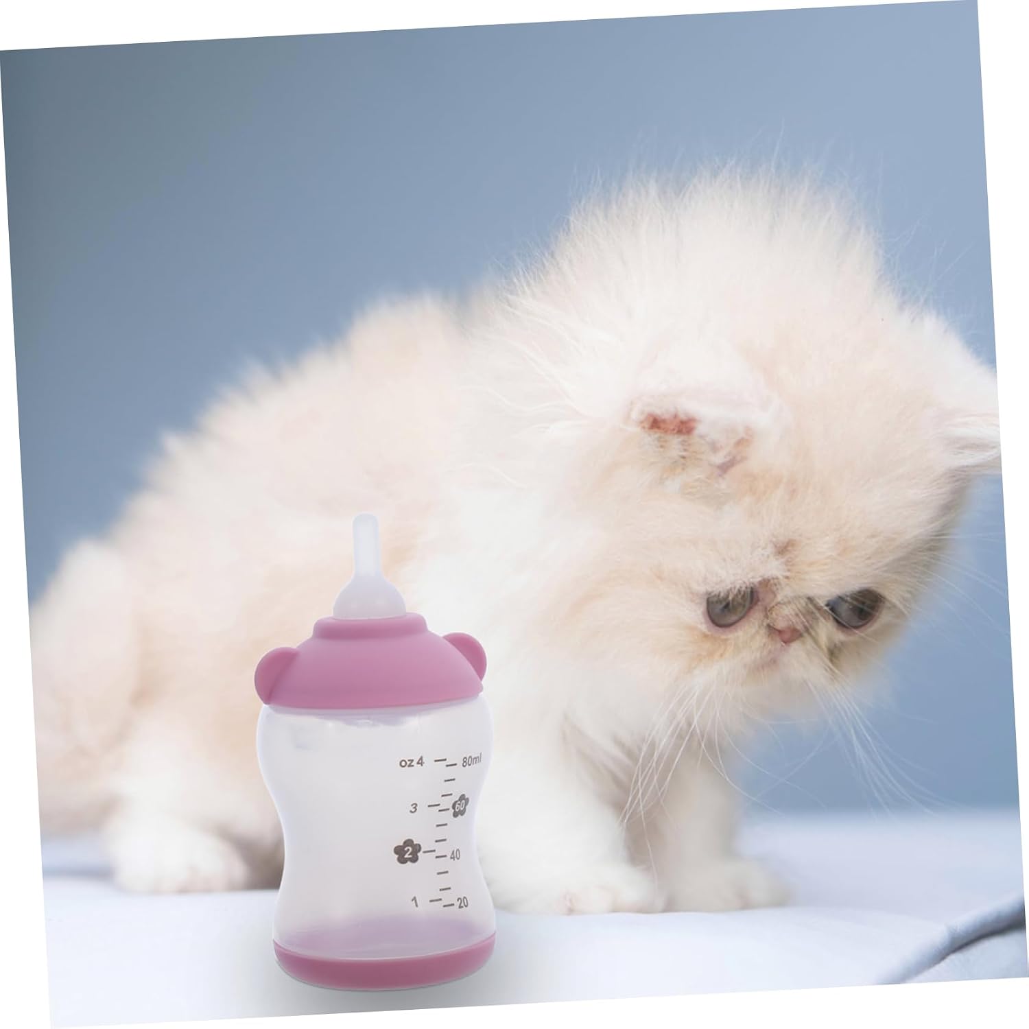 2pcs Portable Pet Nursing Bottle for Newborn Puppies and Kittens Soft Silicone Feeder for Travel Heat-Resistant Comfortable Feeding Blue Pink