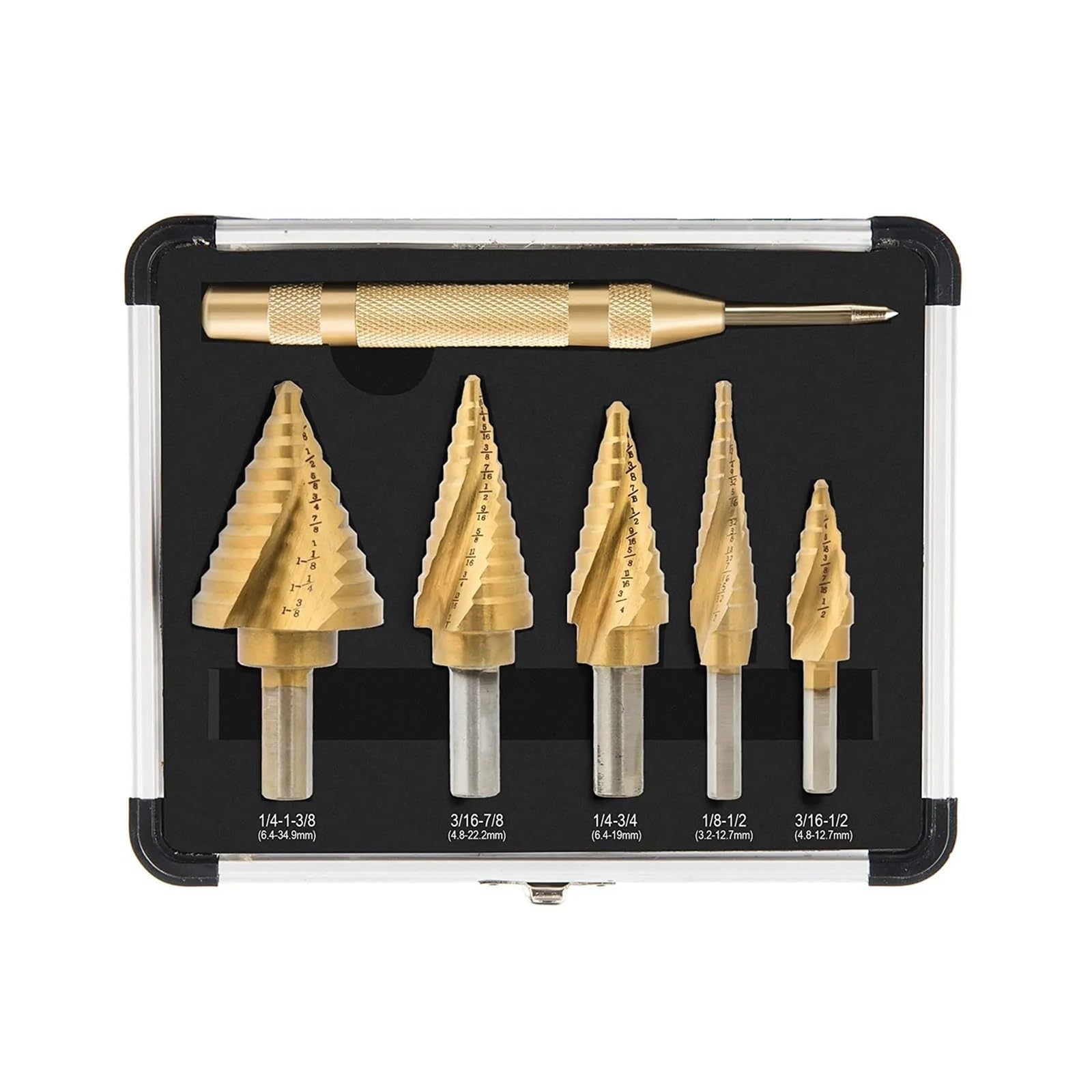 Juego de 6 brocas escalonadas flauta recta 1/4 3/8"(Straight 6Pcs)