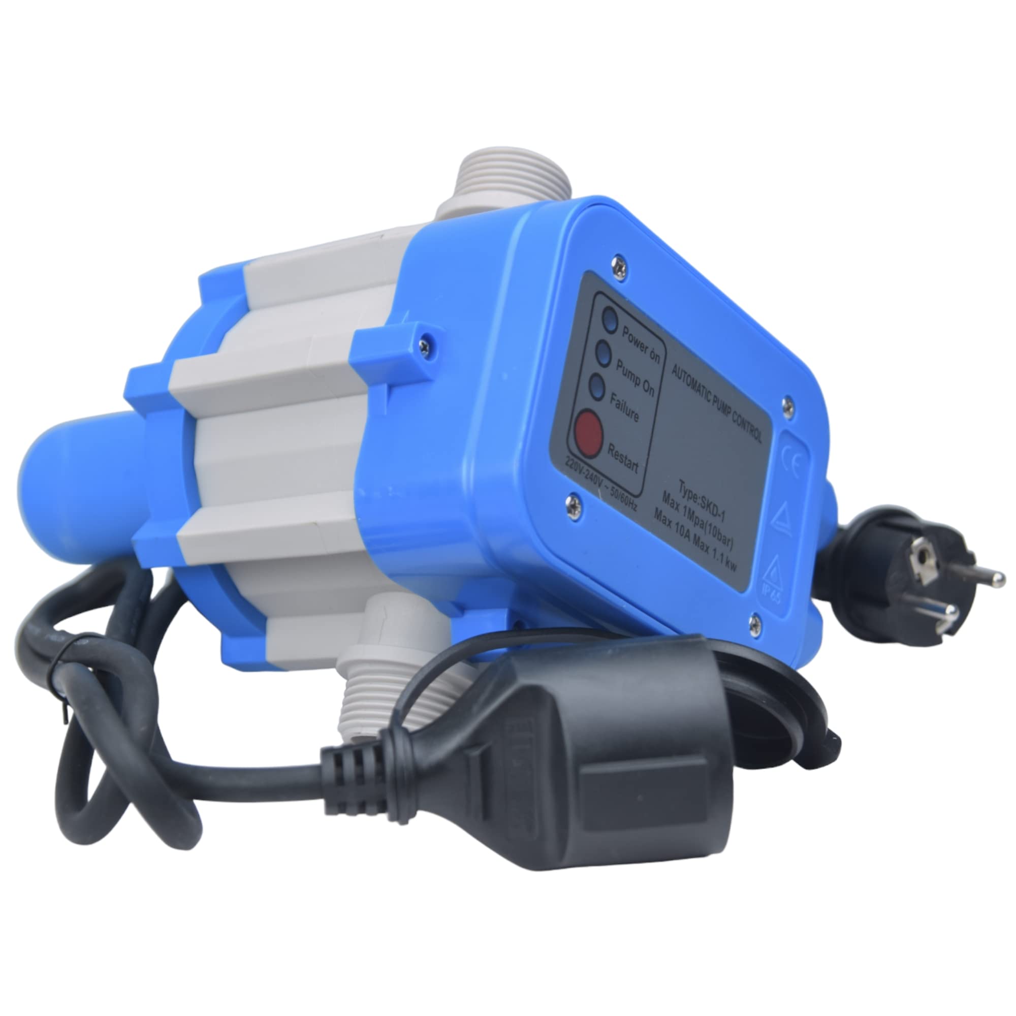 Pressostato SKD-1 230V monofase per pompa autoclave domestica presscontrol pompa fontana press control manometro elettropompa con cavo 1,35m spina/presa schuko