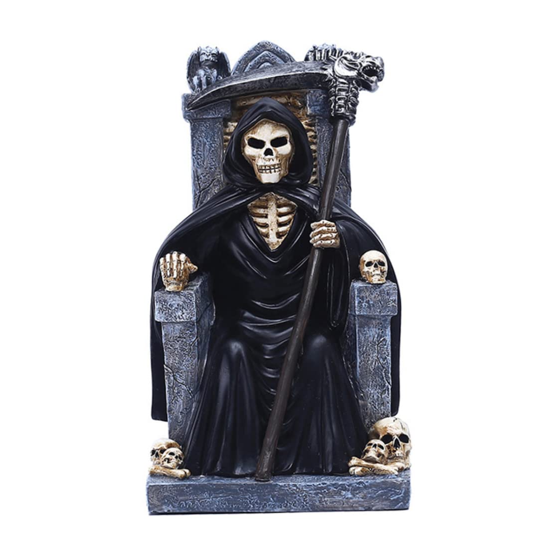 Statue de la faucheuse Jorzer : sculpture squelette en résine premium pour décoration