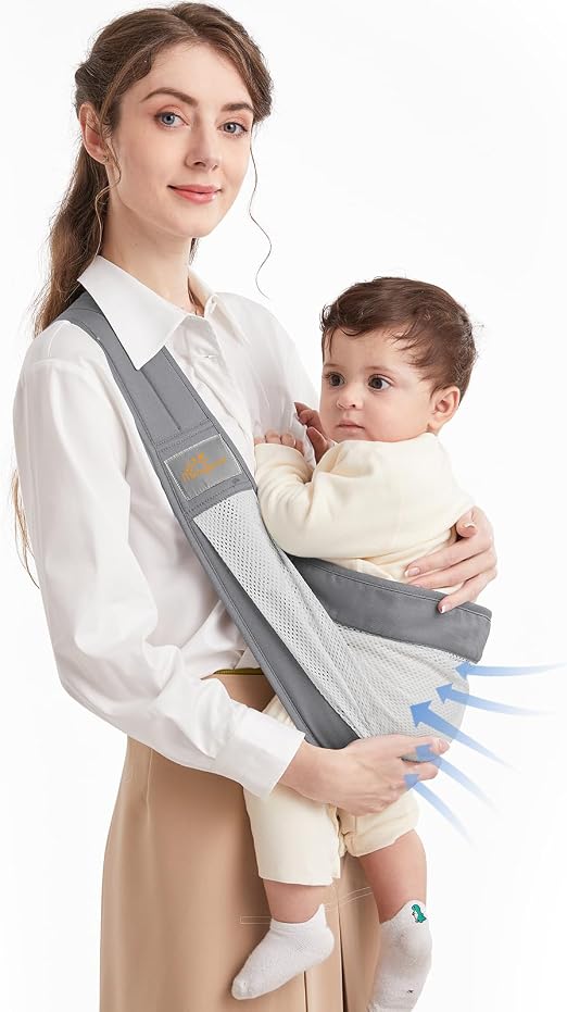 Mumgaroo Porte-Bébé Écharpe Réglable Multi-Morphologies Gris