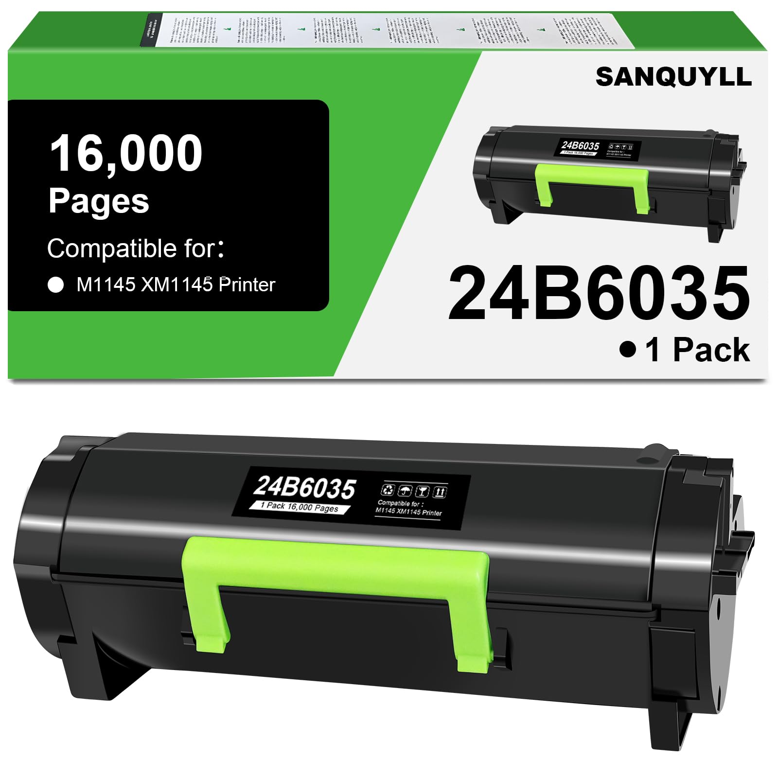 SANQUYLL 24B6035 XM1145 Toner Cartridge Compatible for Lexmark 24b6035 Toner M1145 XM1145 Printer High Yield 16,000 Pages 1 Pack