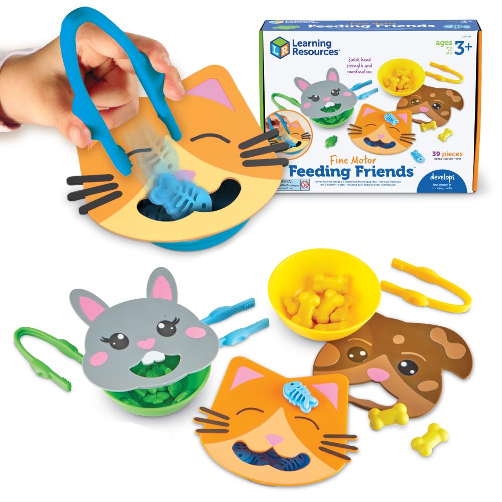 Learning Resources Fine Motor Feeding Friends - Fine Motor Toys for Toddlers, Counting Skills, Color and Shape Sorting, Matching Skills, Montessori Activities, Birthday Gift for Boys and Girls