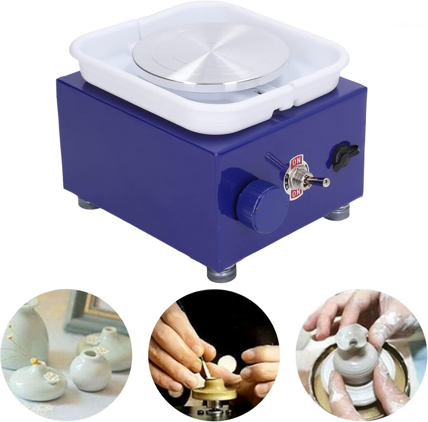 Mini Torno de Alfarería de Colores Brillantes, Estructura Compacta, Fácil Operación, Resistente Al óxido, Rendimiento Estable, Muy Duradero, Adecuado para Niños y Interacción