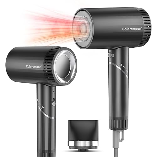 Colorsmoon Secador de pelo profesional, secador de pelo de viaje para mujeres, secador de pelo iónico negativo para secado rápido, bajo ruido, sin