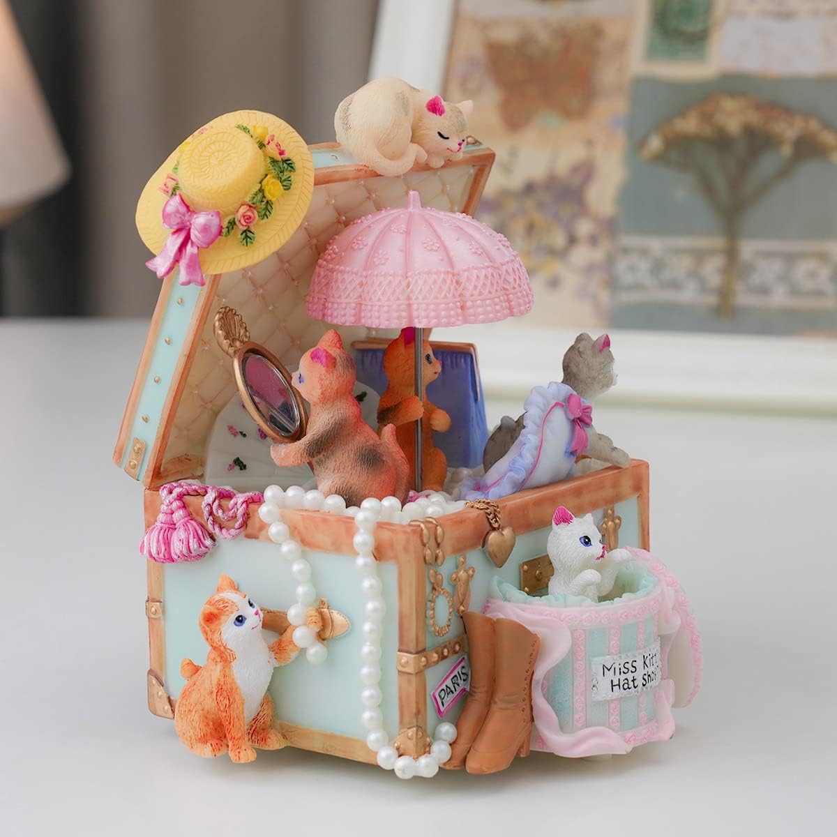 Cat Music Box Wife Gift - Daughter Girls Women Girlfriend Gifts for Birthday Anniversary Valentine Cats Musical Boxes Play Canon