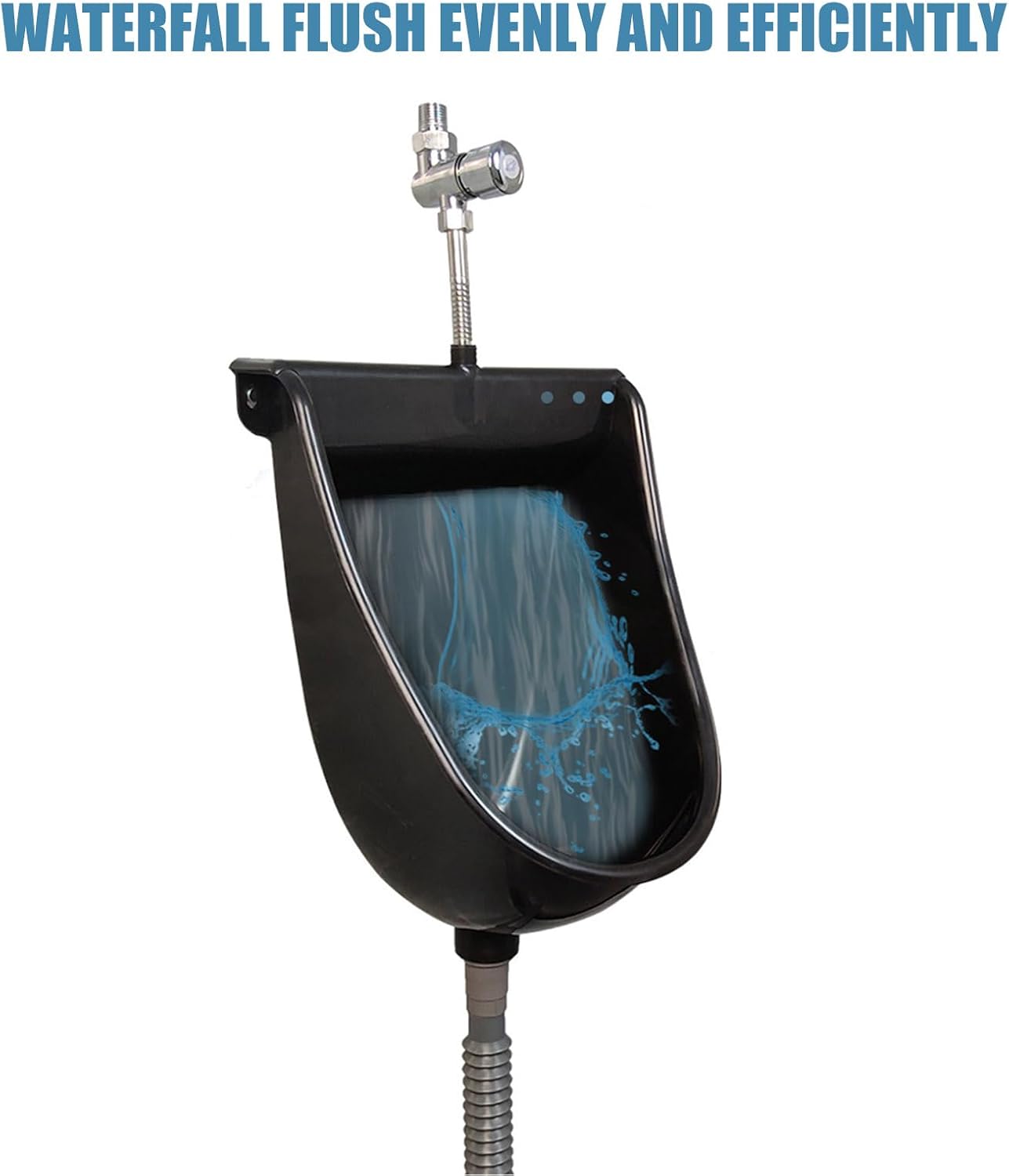 Wall Mounted Male Plastic Waterless Urinal, High Efficiency Rinse Urinals Urine Diverter, Outdoor Portable Backyard Mobile Toilet Urinal Trough Bathroom Adult Garage Temporary Urinal with Hose