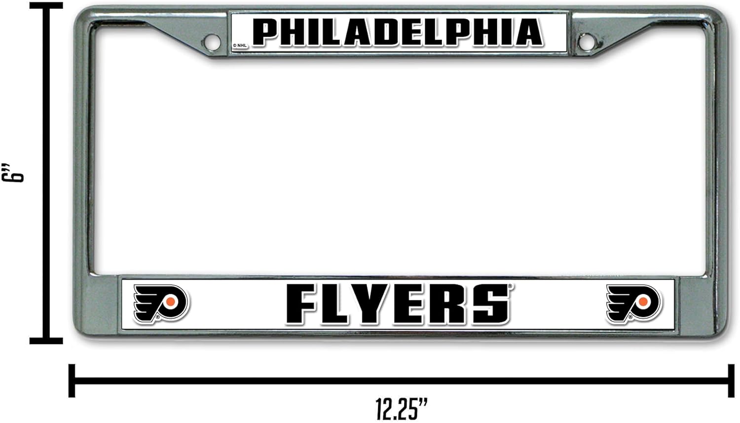 Rico NHL Flyers Philadelphia Chrome Frame Sports Fan Automotive Accessories, Multicolor, One Size