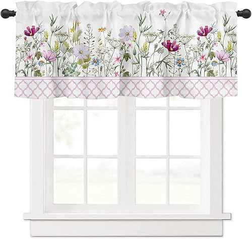 Miniatura 13 de LeLehome Cenefa para ventana del Día de San Patricio, 54 pulgadas de ancho x 18 pulgadas de largo, patrón de tréboles de trébol, cortina para