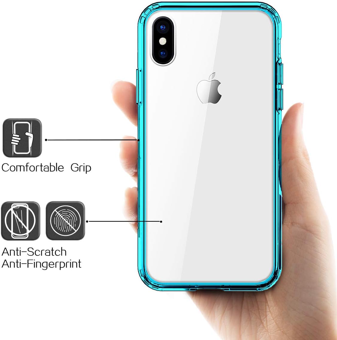 Mkeke Compatible with iPhone Xs Case,iPhone X Case,Clear Anti-Scratch Shock Absorption Cover Case iPhone Xs/X Green