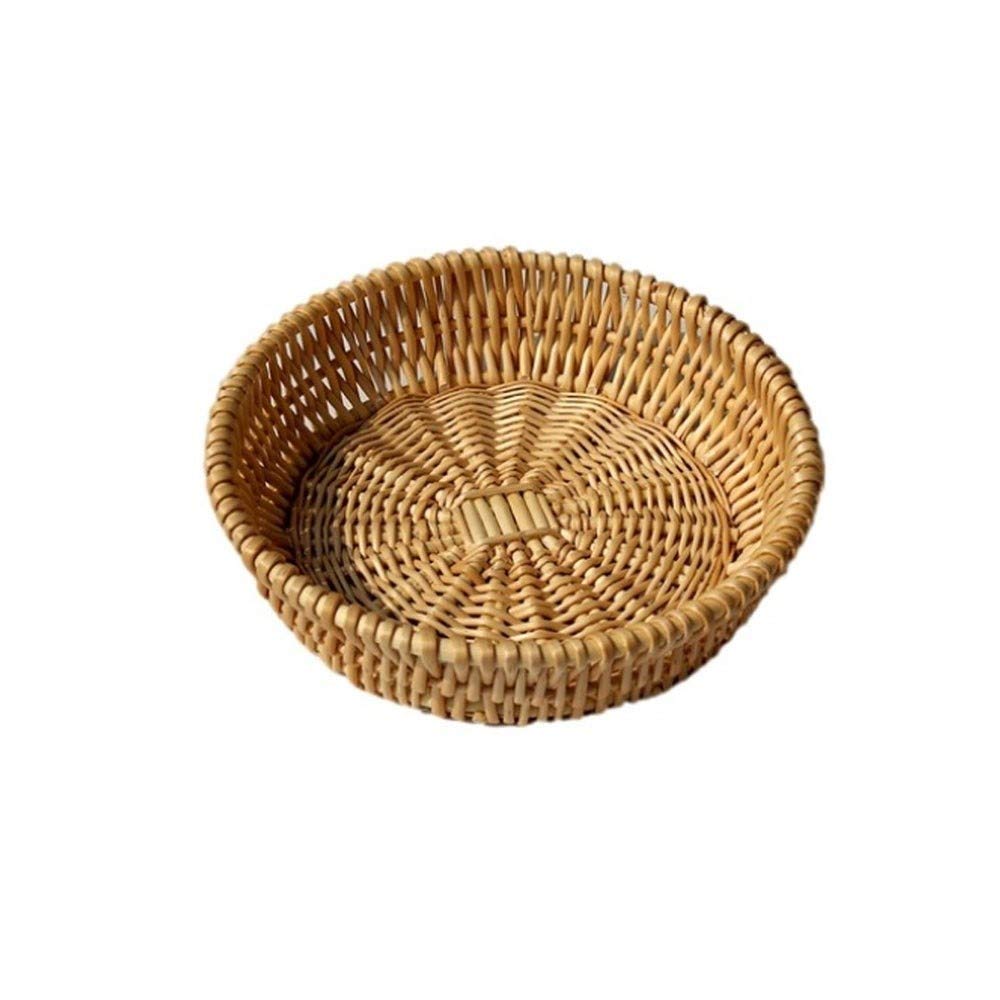 JLCK Bread Basket, Natural Rattan Household Bread Basket, Healthy And Durable Wicker Storage Fruit/Vegetable Basket (light Brown, 20 * 15 * 5cm) (Color : Light brown, Size : Small)