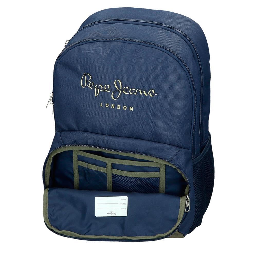 Pepe Jeans Arwyn Mochilas casual, antracita, khaki y azul portaordenador, varios compartimentos, fabricada en Poliéster con detalles en Piel Sintética, de Joumma Bags