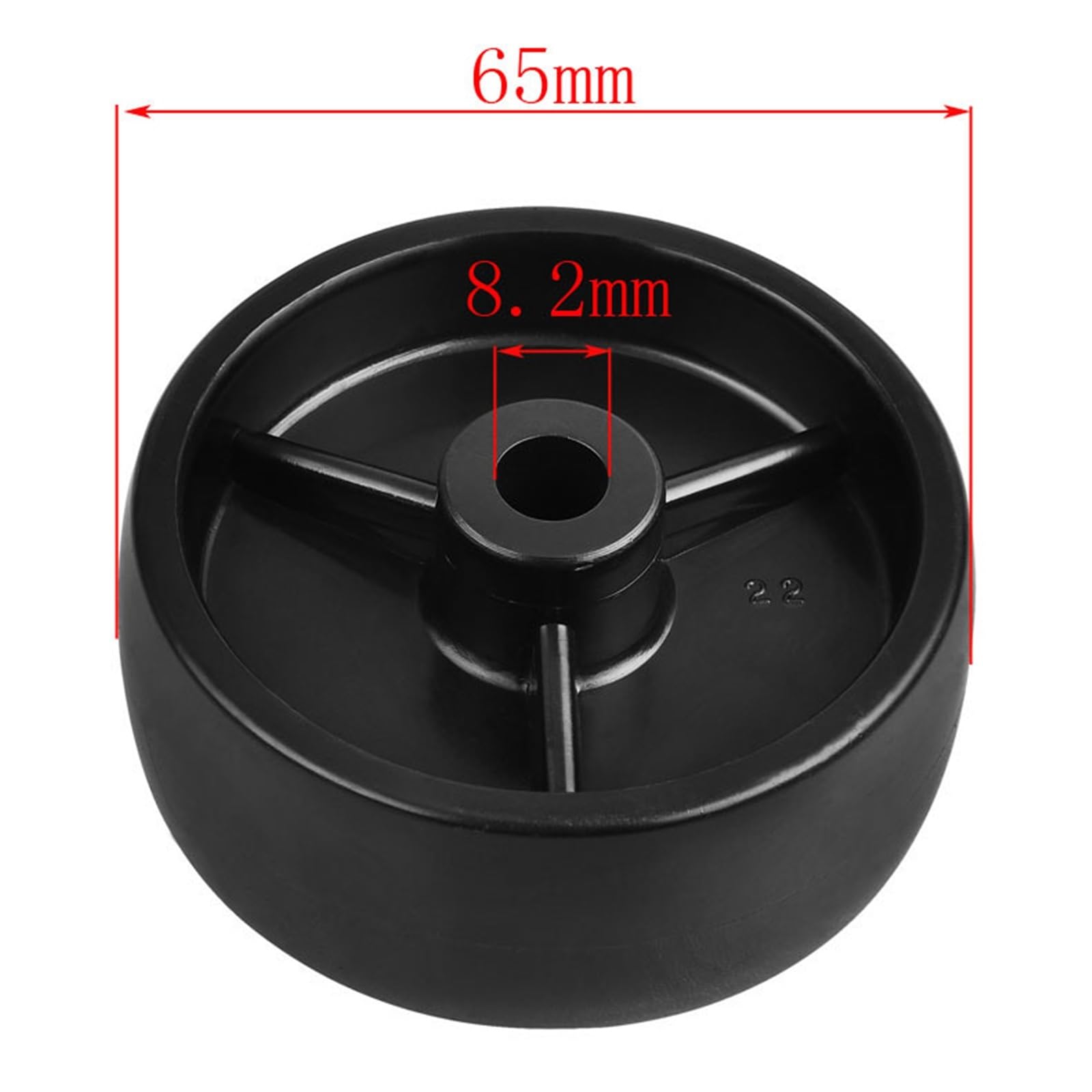 4 Teile/los Rollen 2,5 Zoll Schwarz PP Einzelrad Innenloch 8mm Lagerlos Kunststoff Durchmesser 65mm