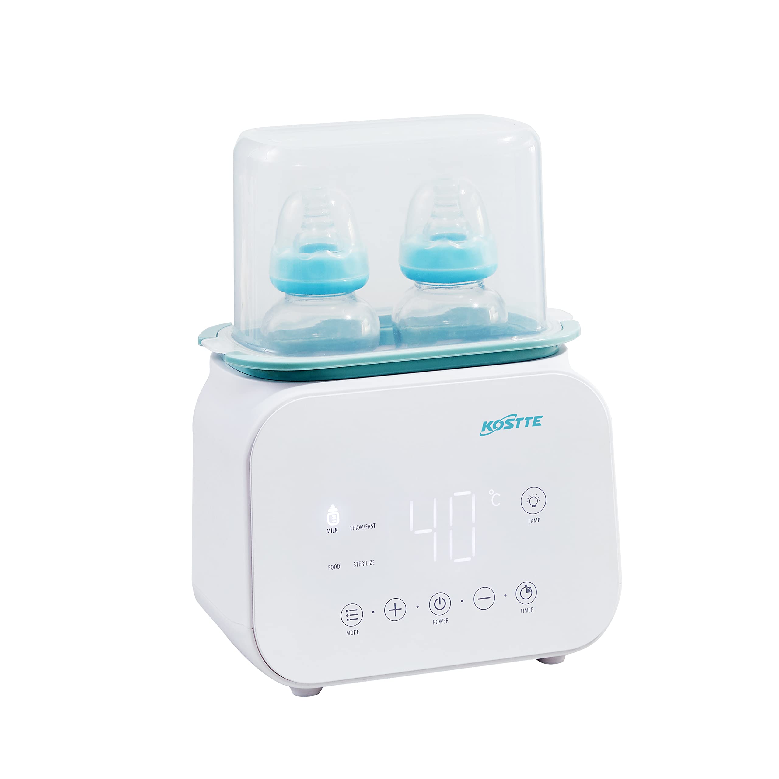 KOSTTEBaby Bottle Warmer, Double Baby Food Warmer with Accurate Temperature Control, Fast Baby Food Heater & Bottle Warmer, Electric Warmer for Breastmilk or Formula, Baby Food Maker, White
