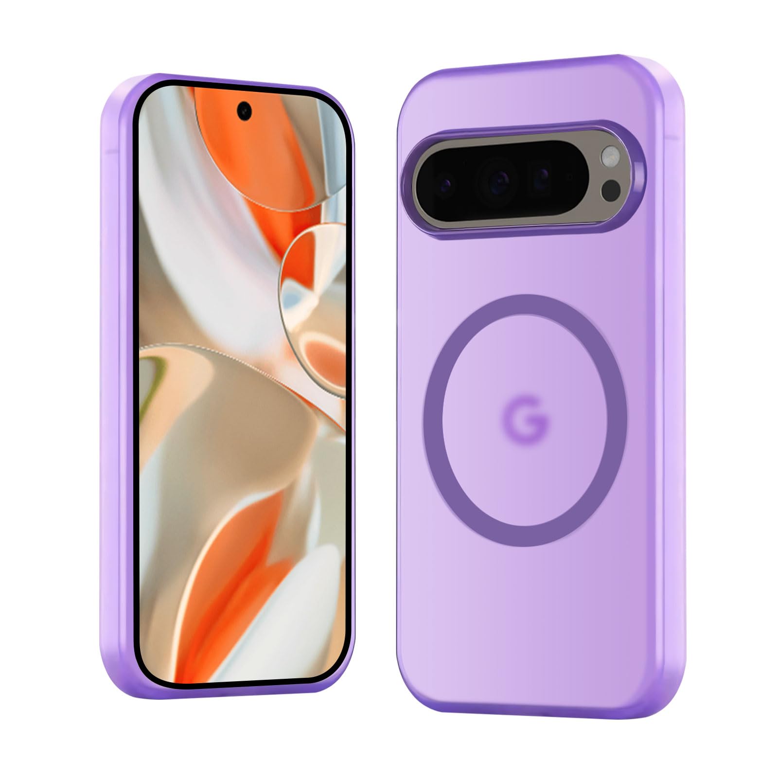 Ankceed for Google Pixel 9 Pro XL [Compatible with Magsafe][Military-Grade Protection] Hard PC Back, Candy Magnetic Matte Shockproof Rugged Translucent Phone Cover 6.8 Inch, Purple