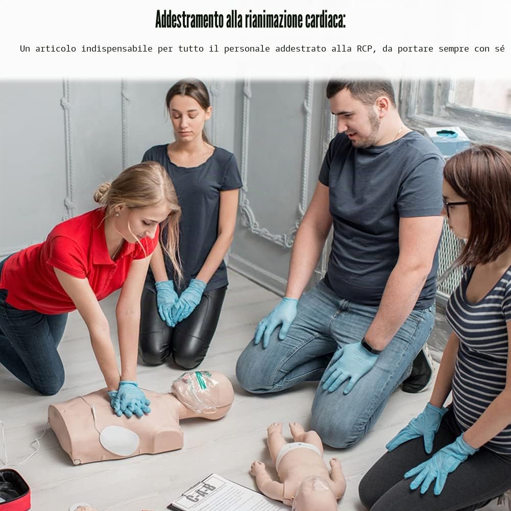 50 mascherine per RCP, portachiavi usa e getta, kit di emergenza, maschere tascabili per primo soccorso e allenamento RIC (confezione da 50)