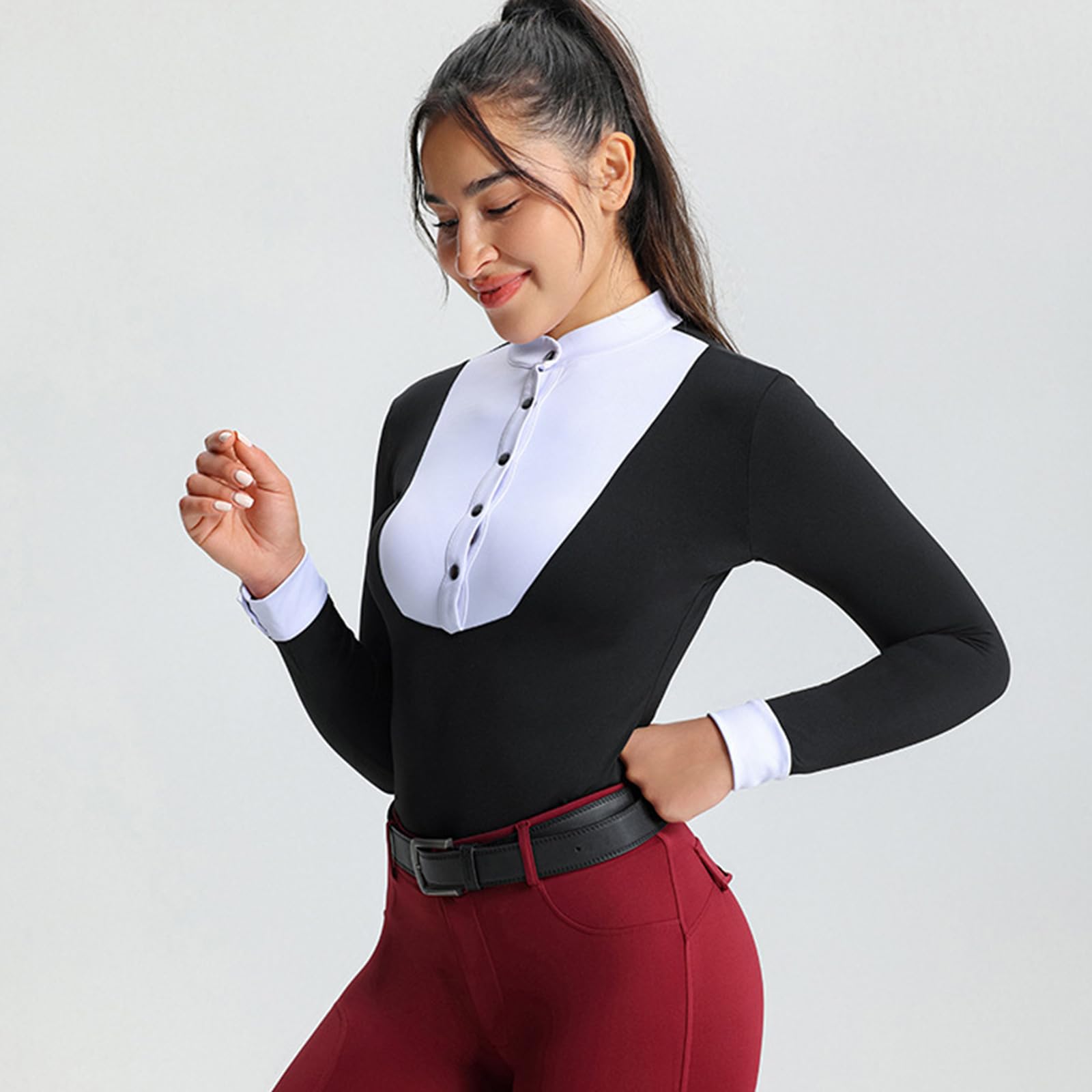 Camiseta de equitación para mujer de manga larga para equitación