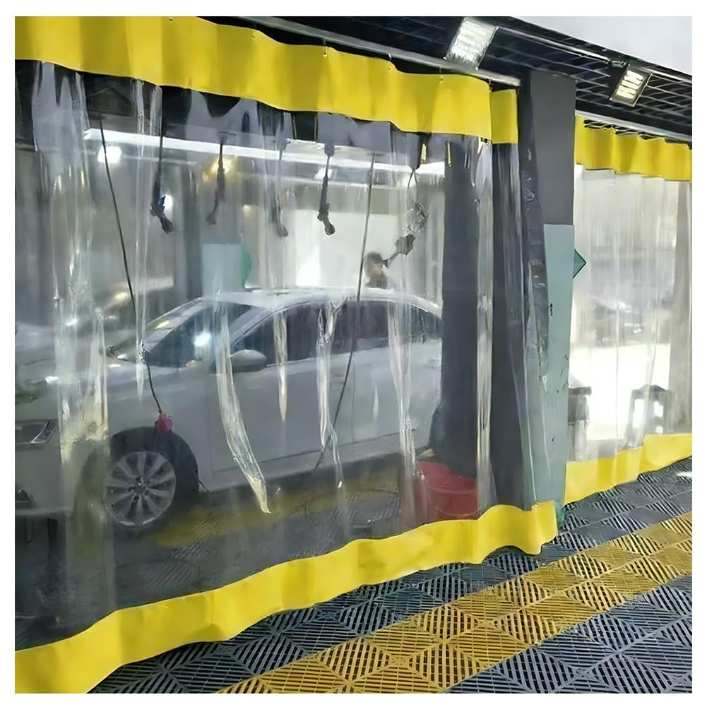 GJMSSMY Industrial Wash Bay Curtains with Rustproof Grommets, Garage Divider Curtains for Work Areas, Heavy-Duty Waterproof Car Wash Partition Curtain, for Pergola Porch(Yellow,3x3m/9.8x9.8ft)