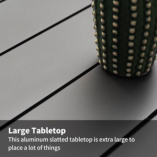 Miniatura 5 de Mesa de centro al aire libre para patio, mesa de centro rectangular de aluminio resistente a la intemperie, gris oscuro