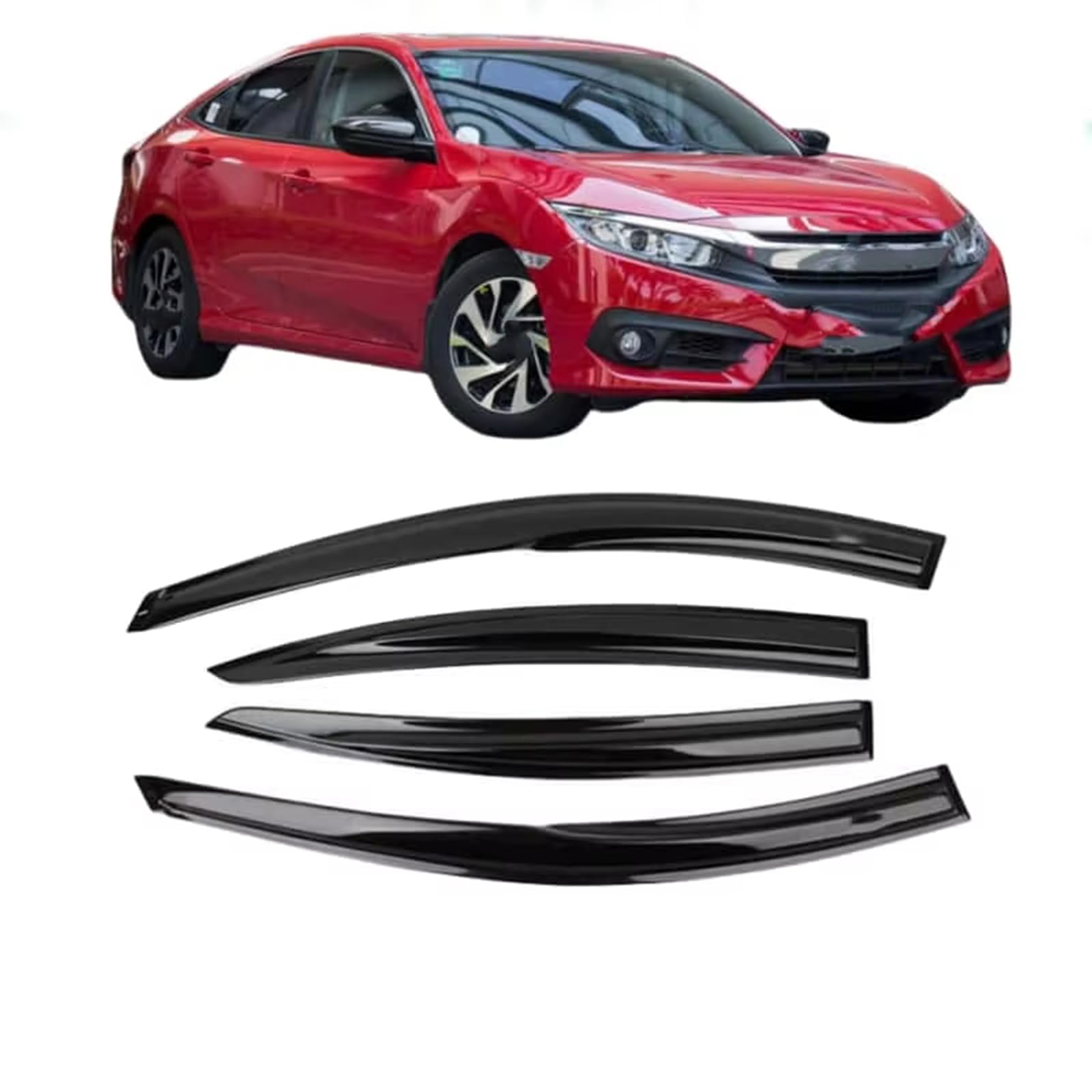 Déflecteurs de vent d'air Civic 2016-2019 pour rouler les vitres ouvertes sans courant d'air