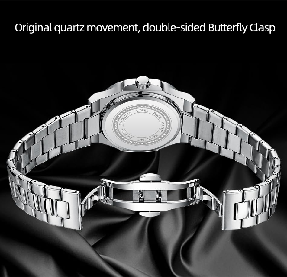 Image of Gosasa Fashion Men's Watches Date Business Watch Stainless Steel Luxury Style Luminous Quartz Waterproof Analog Display Male Wristwatch