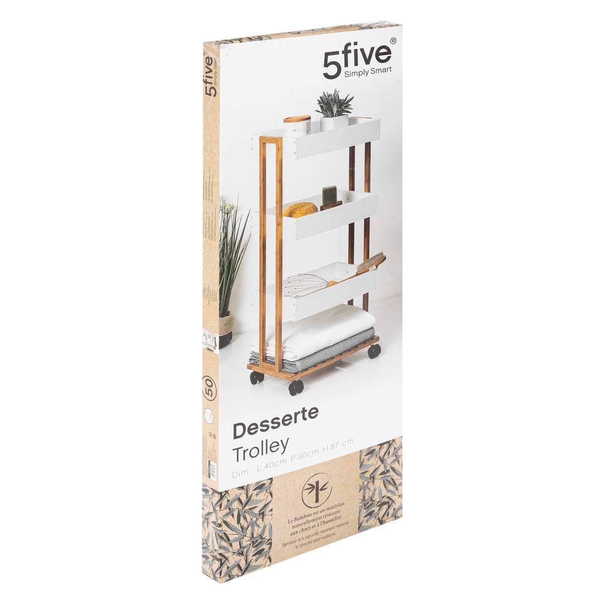 5 five simply smart Maison Futée - Postre con Ruedas de bambú con Estante de 3 bandejas para Cocina y baño