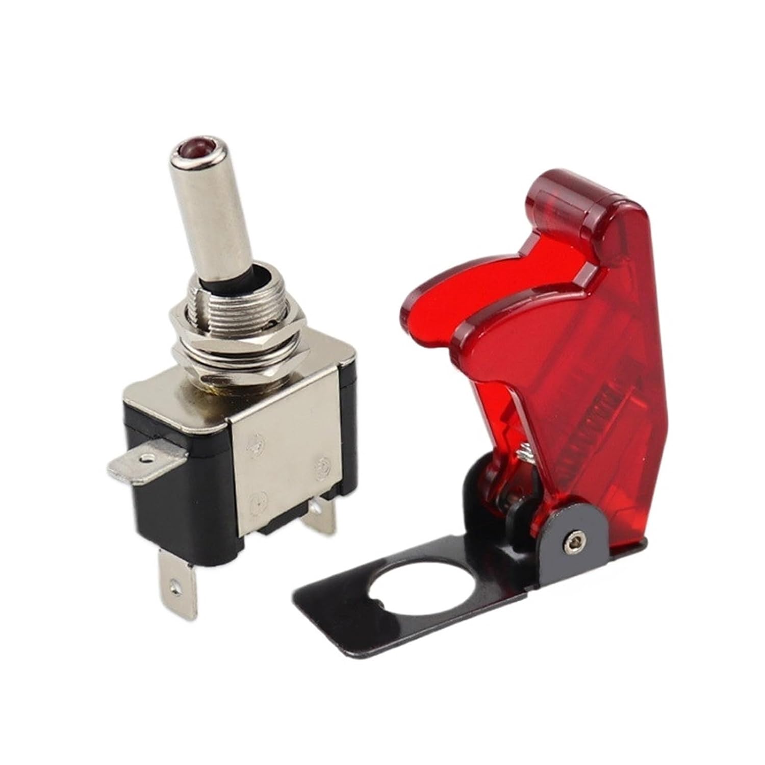 LED Illuminated LED Toggle Switch with Missile Style Flick Cover Car Dash 12V 20A 3Pin(Blue)