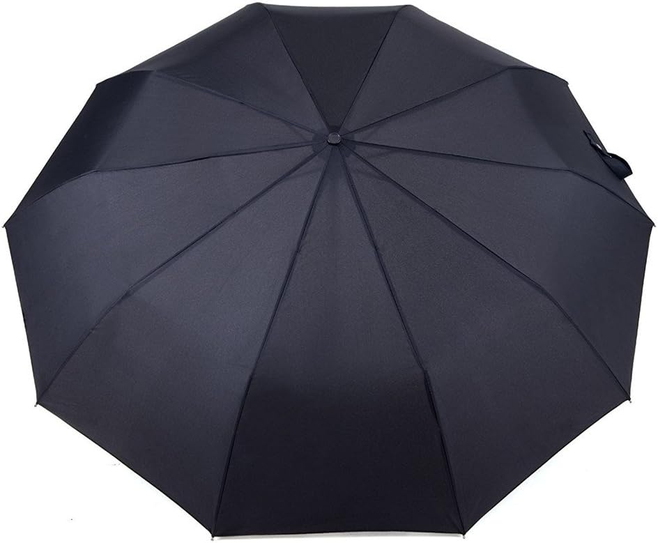 TRADE® Compact Classic Umbrella Unisex Umbrella with Curved Wood Handle (Black)