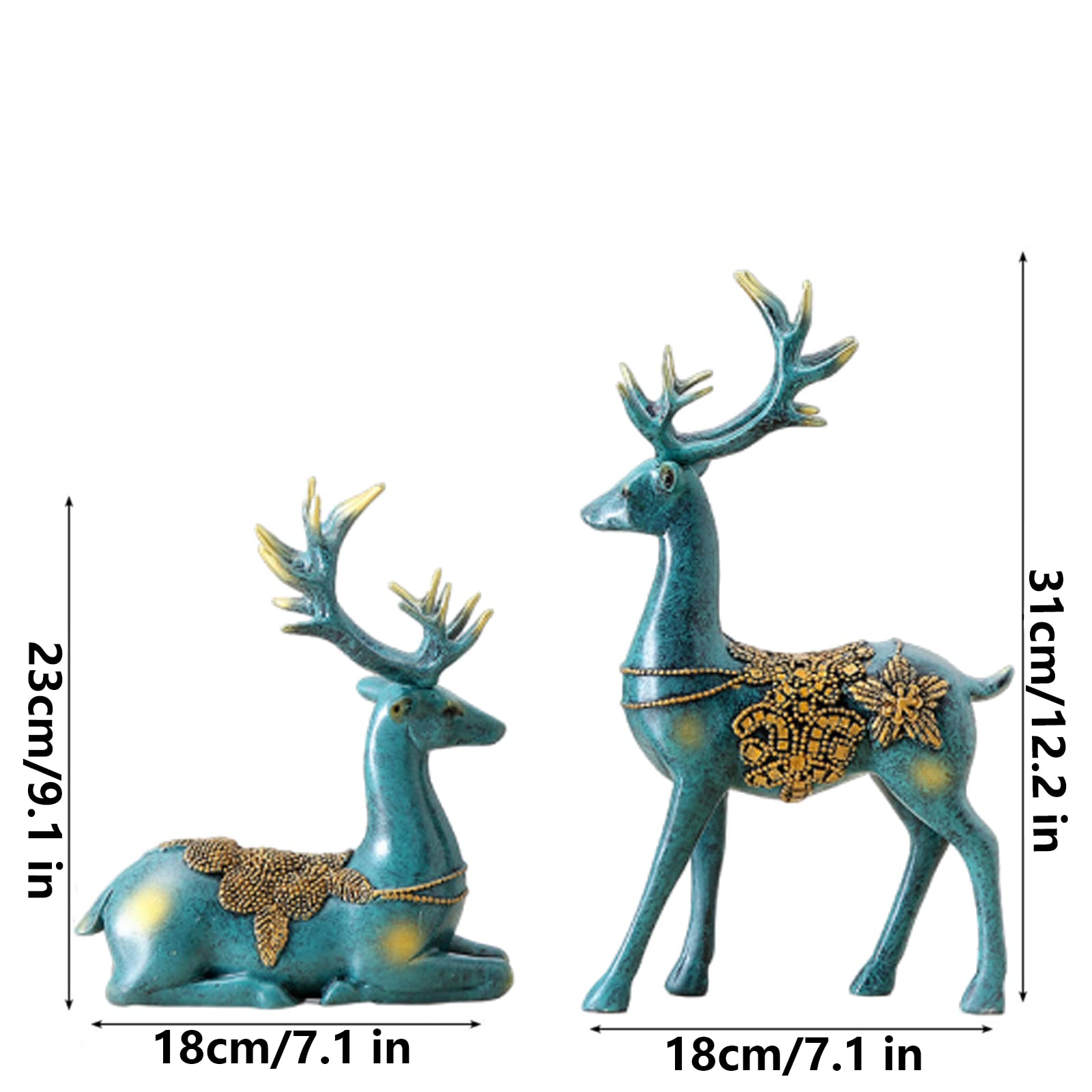 Juego De 2 Figuritas De Ciervos De Navidad para Decoración De Renos De Vacaciones, Decoración De Renos De Pie Y Sentado, Estatuas De Decoración Navideña para El Hogar