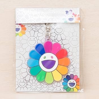 Amazon.co.jp: 村上隆 お花 ラバー キーホルダー クリア レインボー