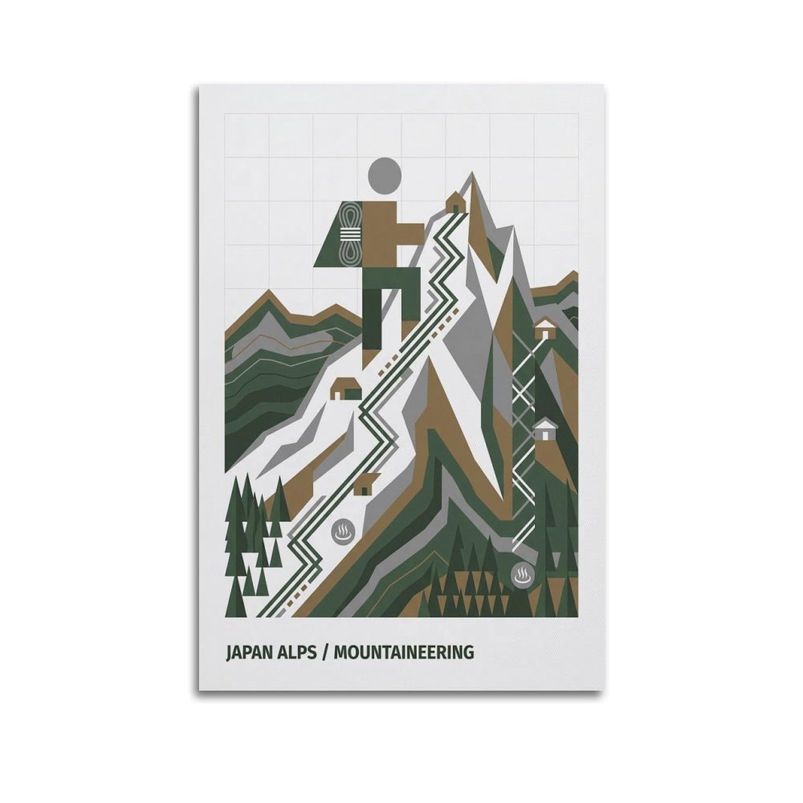 XKUGA Minimalist Bauhaus Japan Alps Mountaineering Poster Modern Decorative Canvas Prints - Ideal Wall Art for Family, Man Cave, Game Room, Boys & Girls Bedroom 20x30inch(50x75cm)