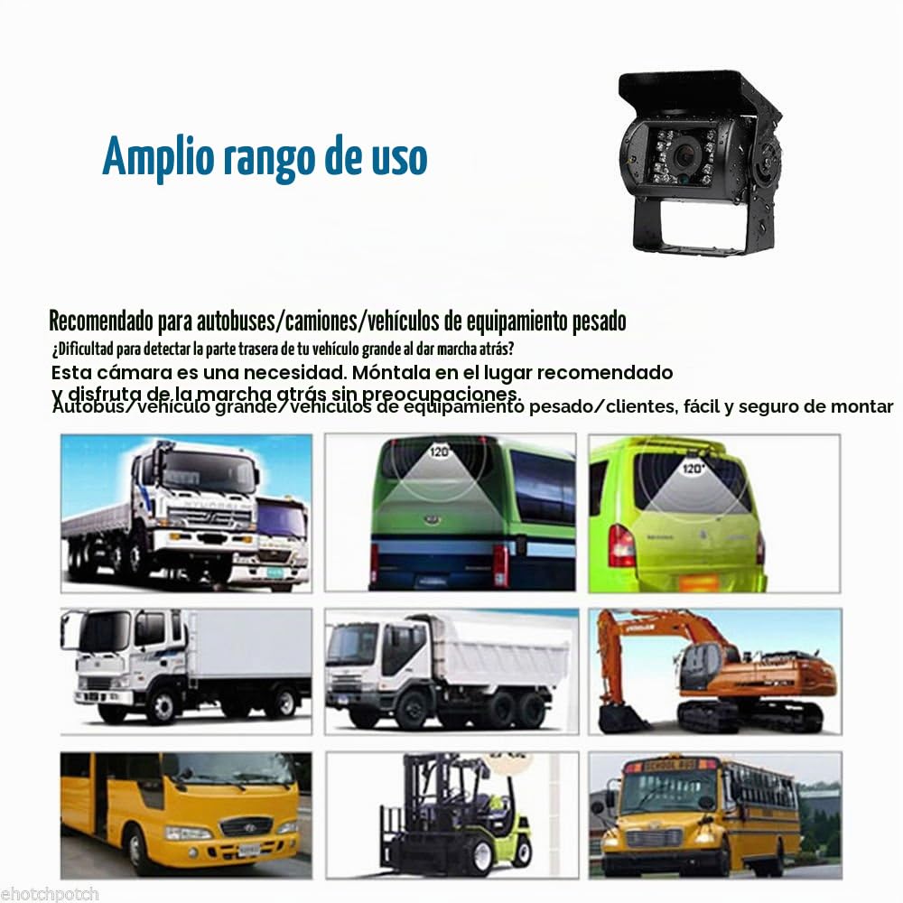 Cámara de visión trasera de 12 V-24 V, 4 pines, resistente, 18 LED infrarrojos, visión nocturna, impermeable, marcha atrás, cámara de visión trasera con cable de 15 m de 4 pines