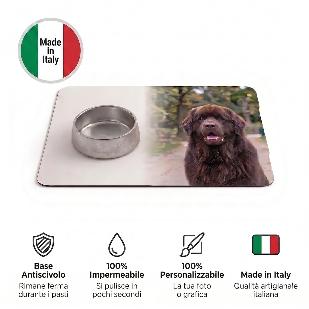 Tappetino per Ciotole Cani e Gatti | Antiscivolo Impermeabile | Stampa Personalizzata con la Tua Foto | 5 Taglie Disponibili | Made in Italy