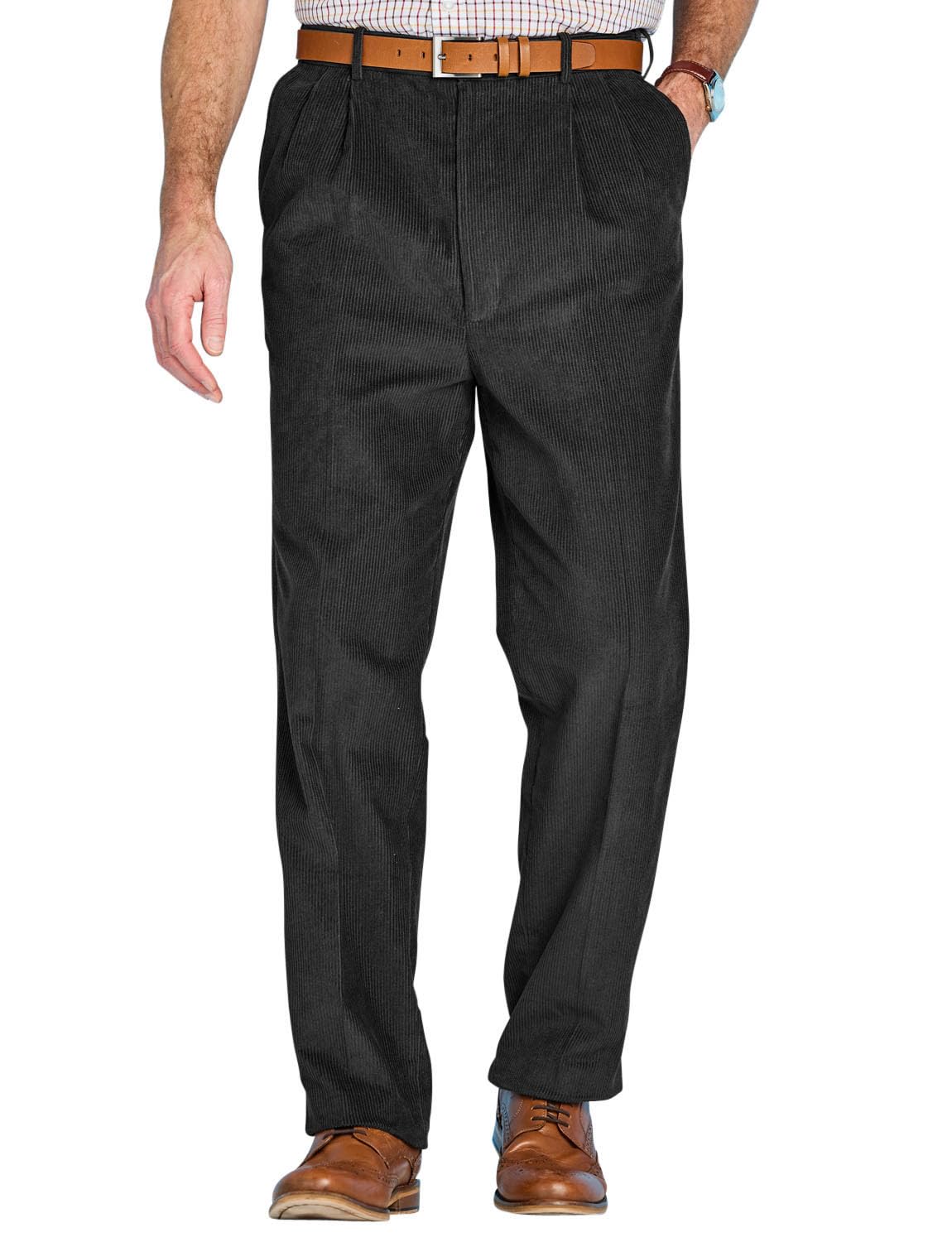 Chums Men's HIGH-Rise Trousers Luxury Cotton Corduroy Black 36W / 33L
