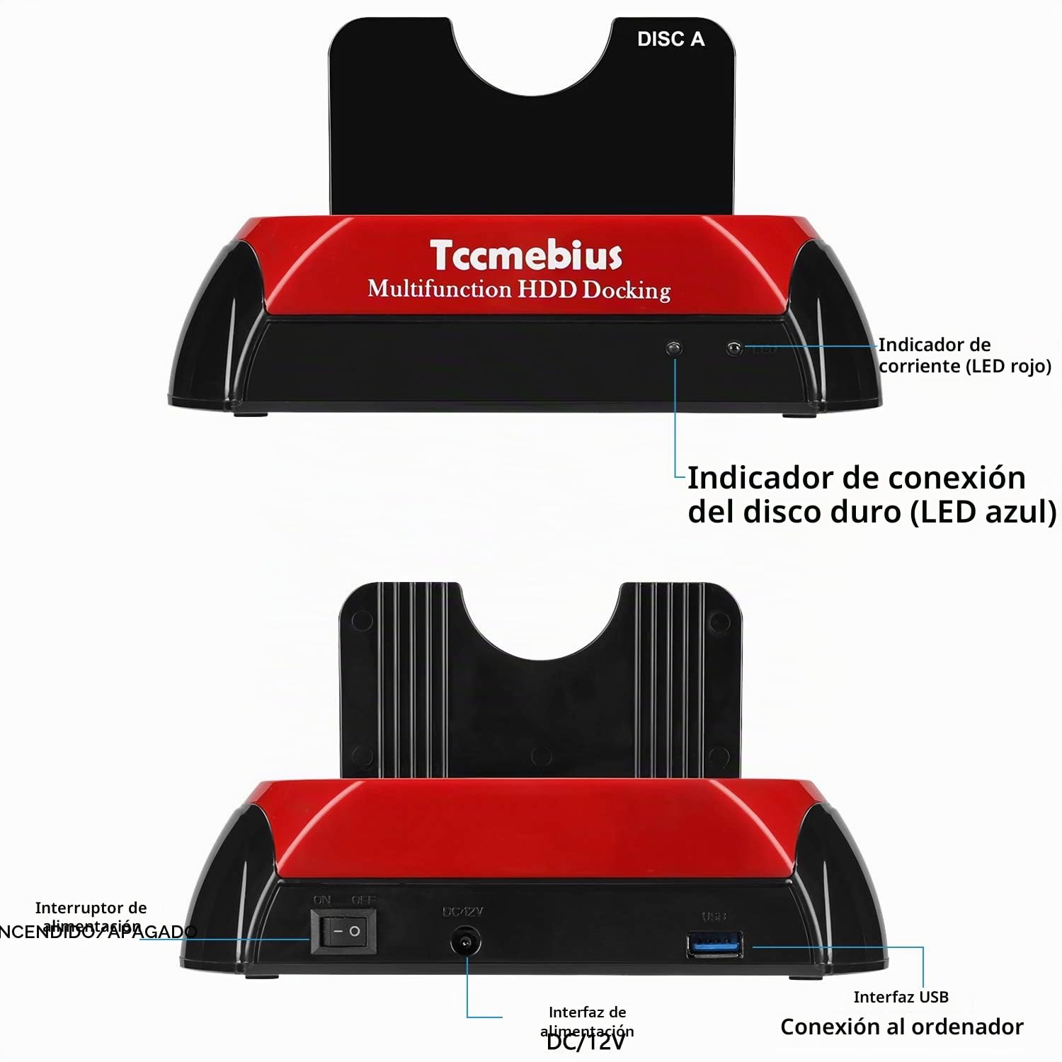 USB 3.0 Estación de Acoplamiento del Disco Duro, TCC-S868-DE USB 3.0 a 2.5 3.5 Pulgadas IDE SATA Doble Ranuras Caja Externa de HDD, para 2.5" 3.5" IDE SATA I/II/III HDD SSD
