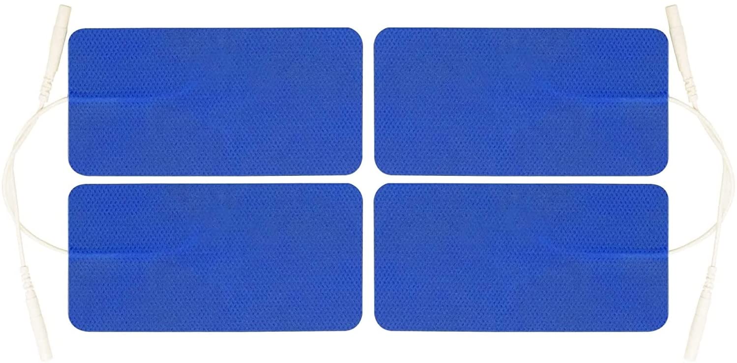 FlexiStim TENS Machine Pads TENS Electrode Pads Patches with Upgraded High-Performance Extra Thick and Skin Friendly Self-Adhesive Medical Grade Gel (Large 50mm x 100mm, Pack of 4 Electrodes)