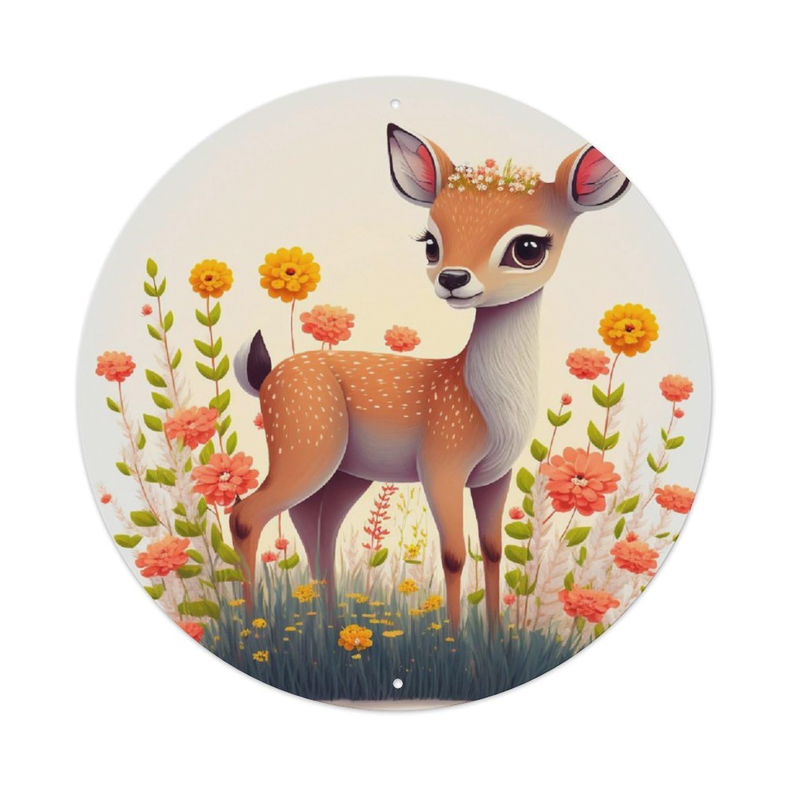 Cartoon Animal Poster Kawaii Healing Deer Metal Tin Sign
