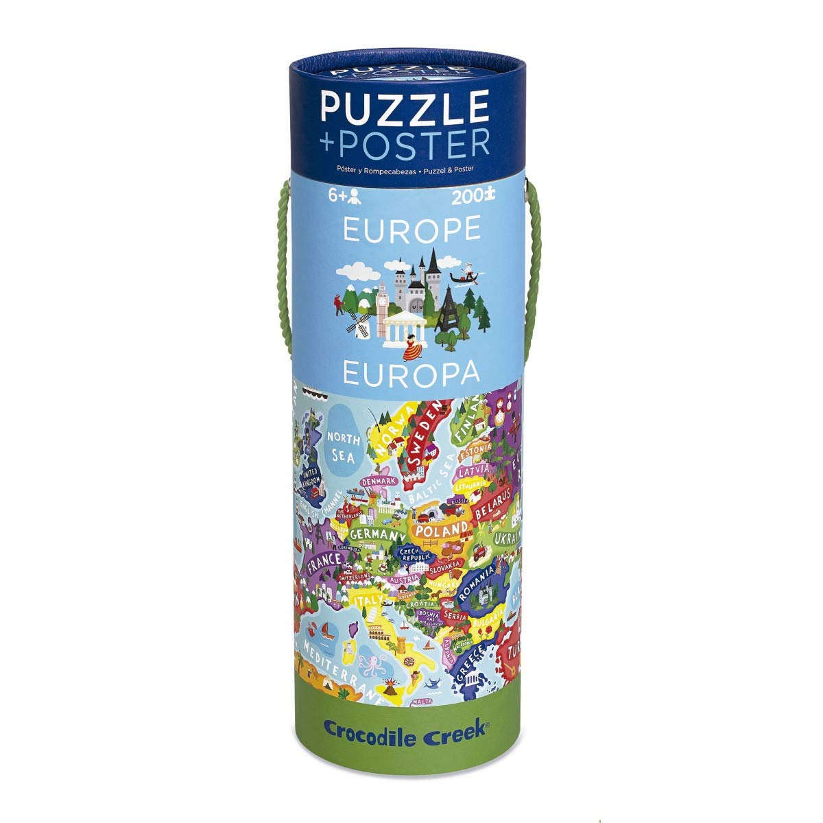 Crocodile Creek Europe Map Jigsaw Puzzle & Matching Poster (200 Piece)