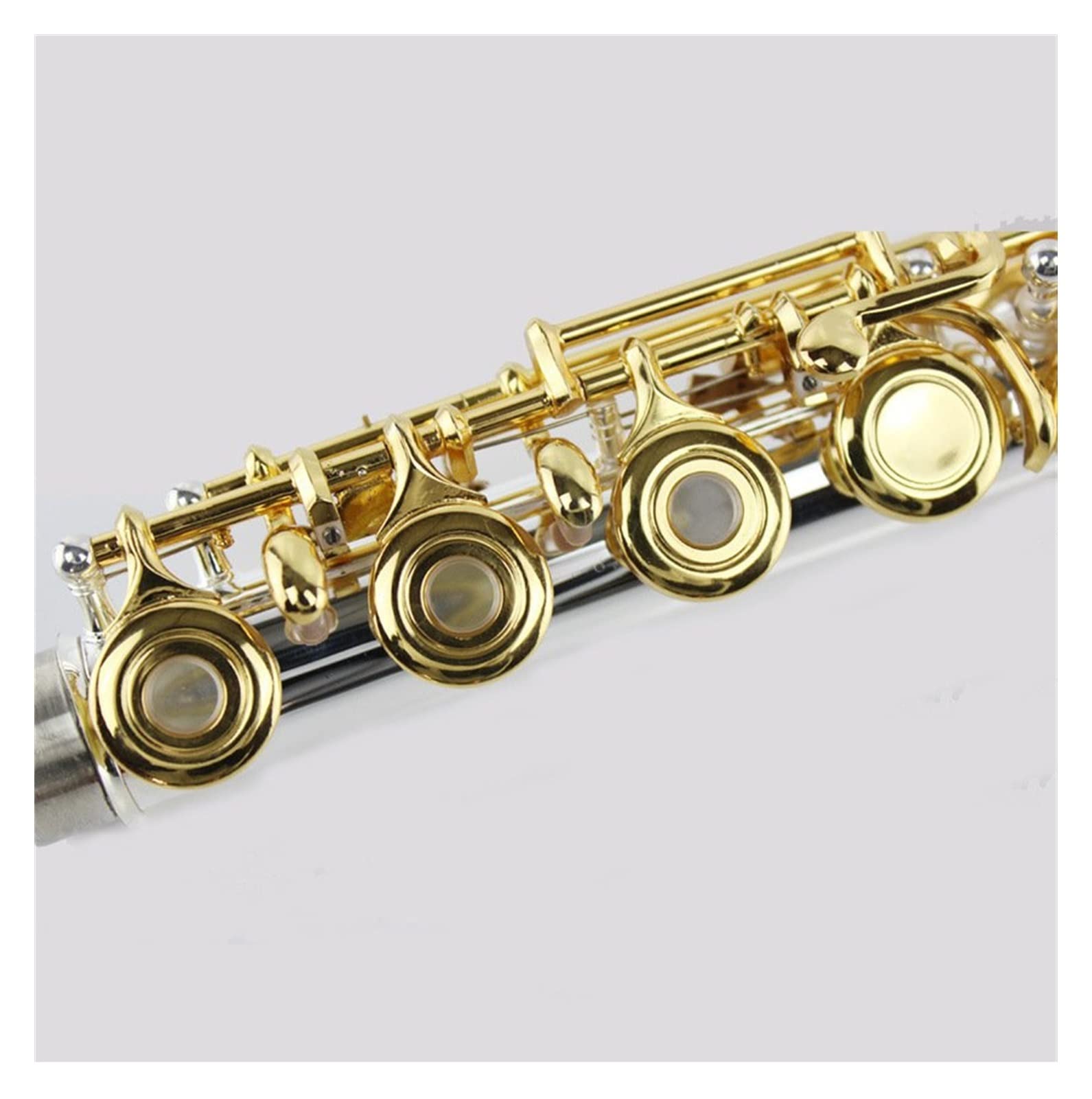 Coude 16 Trous Open-Hole C Key Flûte Instrument Corps en Argent Plaqué Or Kit Flûte traversière