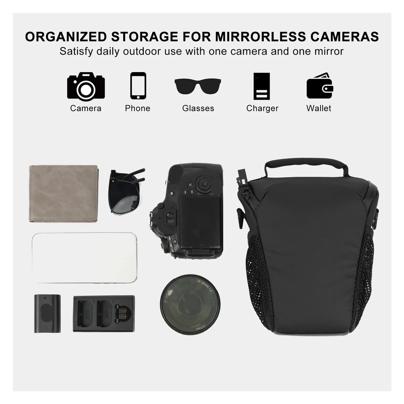 Sac banane léger et imperméable pour appareil photo reflex numérique sans miroir