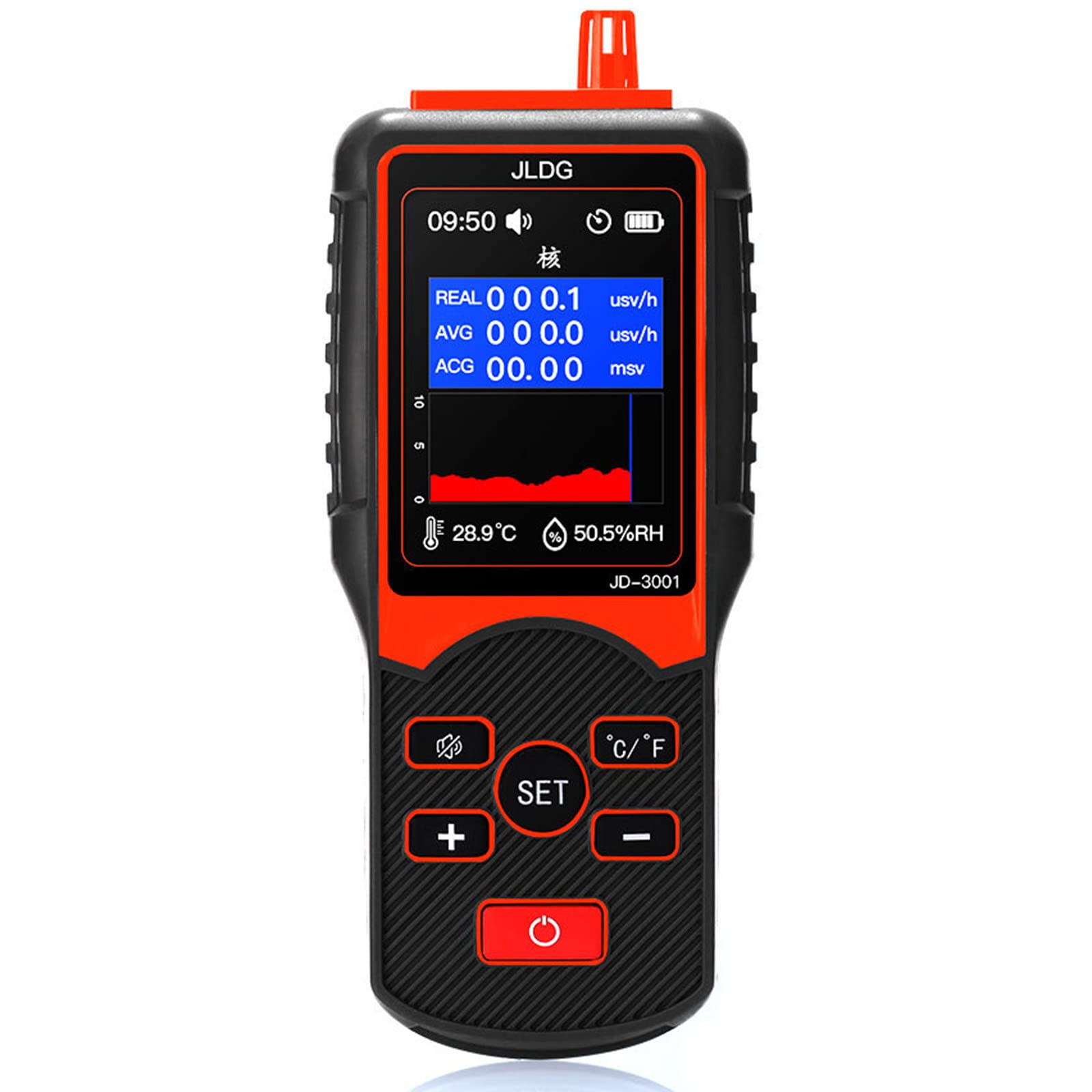 Detector de radiación, medidor de campo electromagnético portátil, contador digital Geiger con pantalla LCD retroiluminada para medición nuclear y radiactiva