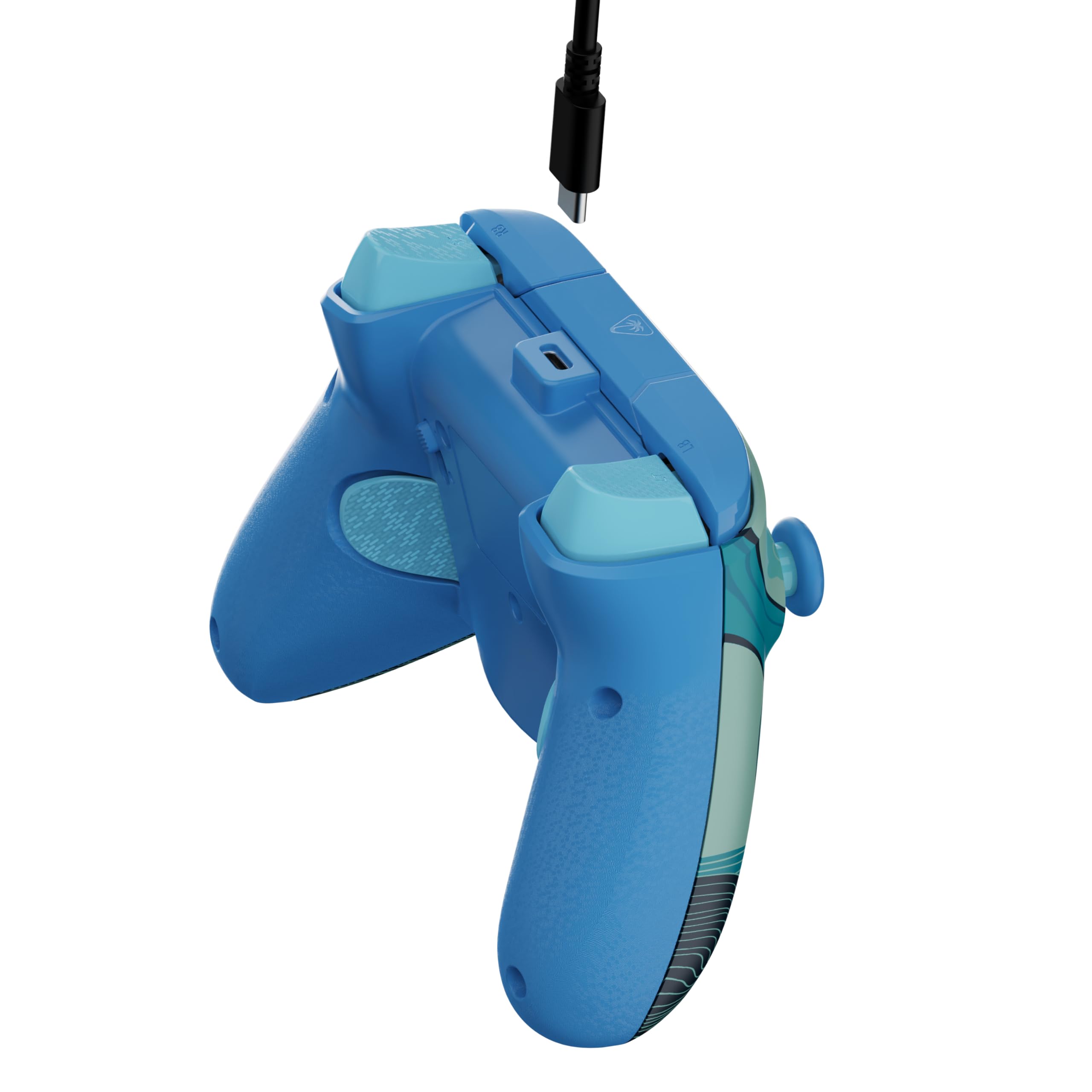 Turtle Beach Rematch Advanced Brillo Blue Kitsune Mando de juego con cable. Con licencia para Xbox con botones reemplazables, gatillos ultracortos y controles de Audio