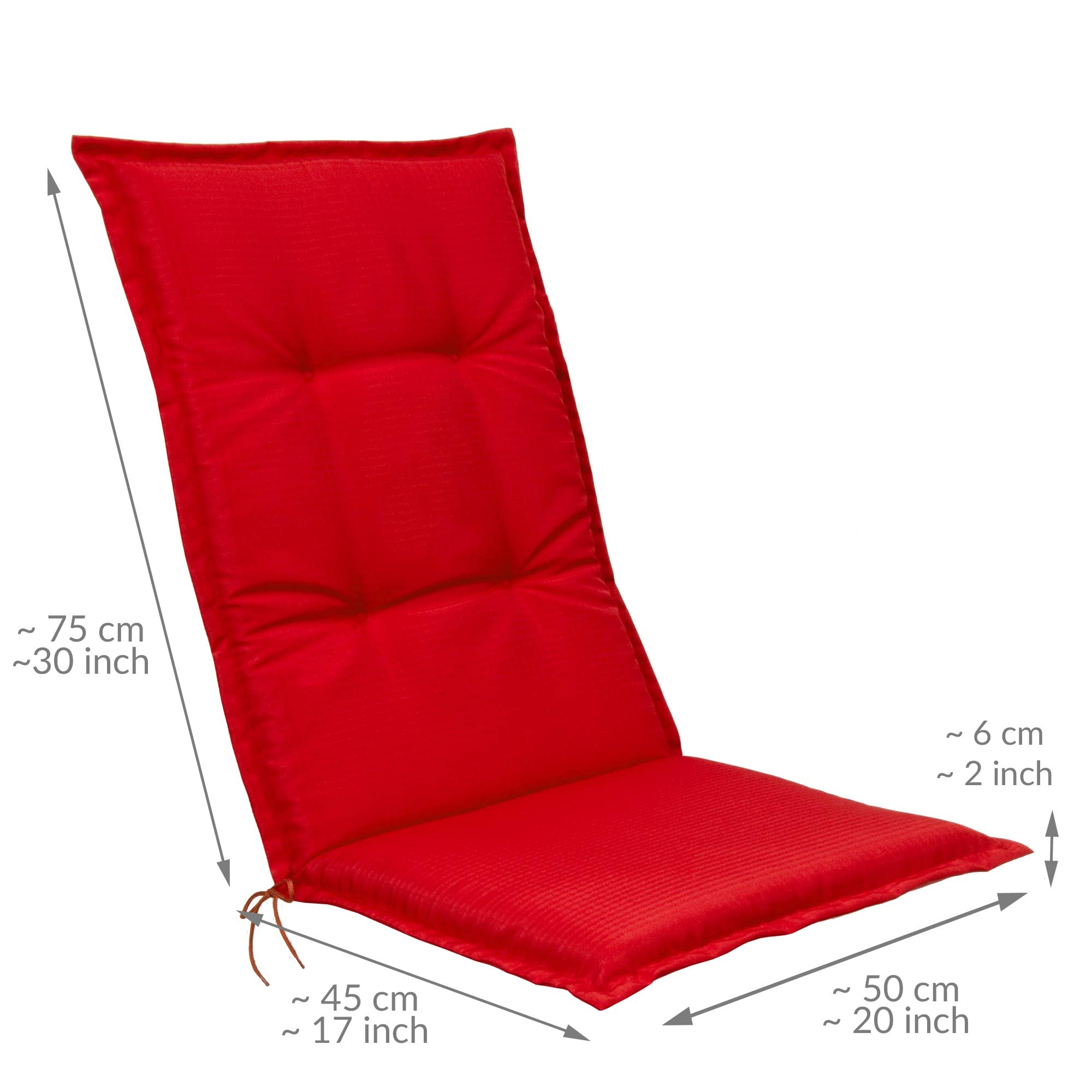 Beautissu Set van 6 Premium Lage Rugleuning Kussen 100x50 cm Sun-NL – UV-bestendig & 8cm Dik Kussen Tuinstoelkussen Antislip Bevestigingsbanden – Stevige Stof Beige Blanc Gestreept