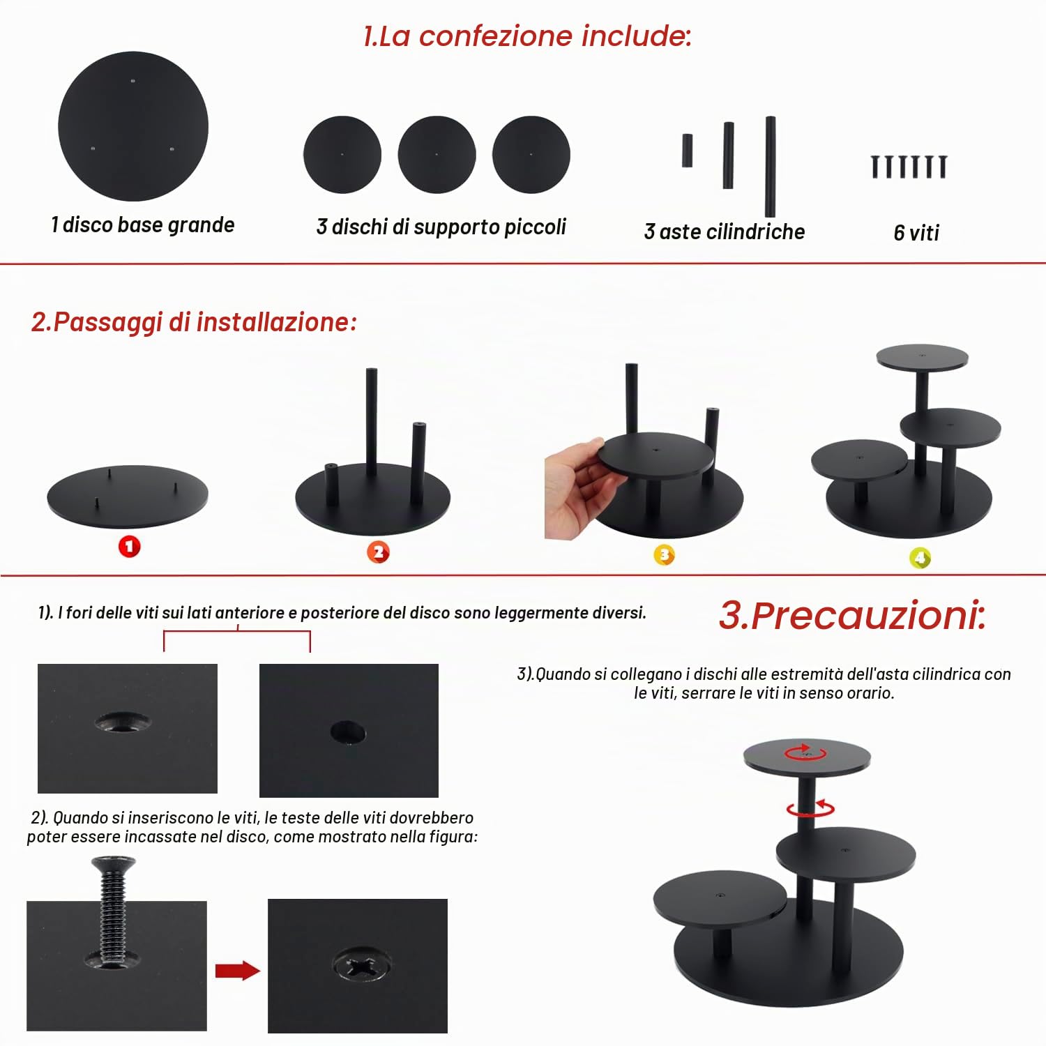 Espositore in acrilico smerigliato per statuette piccole esposizioni a piedi per piante grasse supporto figure a 3 livelli per decorazione 1 confezione (Nero)
